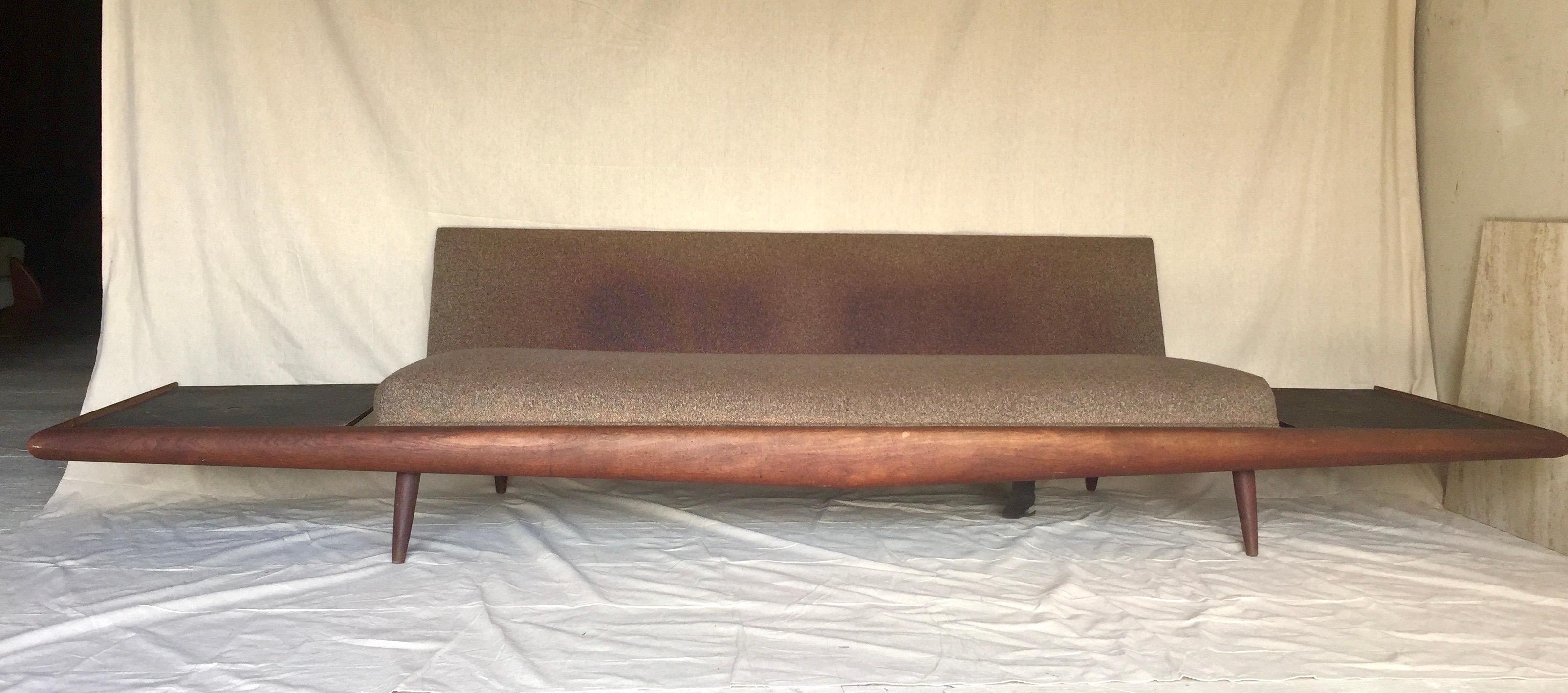 Mid-20th Century Adrian Pearsall Craft Associates X-Long Brown Sofa with Marble End Tables 889-S