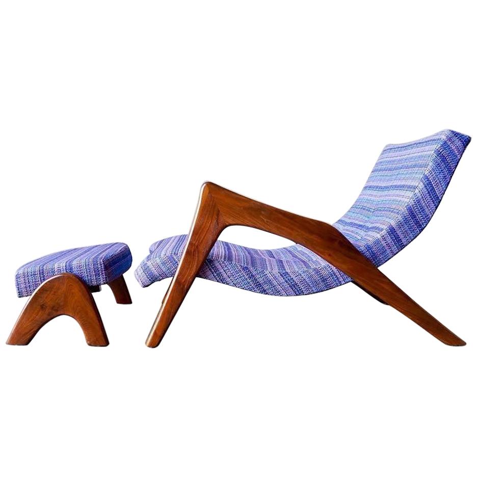 Adrian Pearsall 'Crecent' Chair and Ottoman