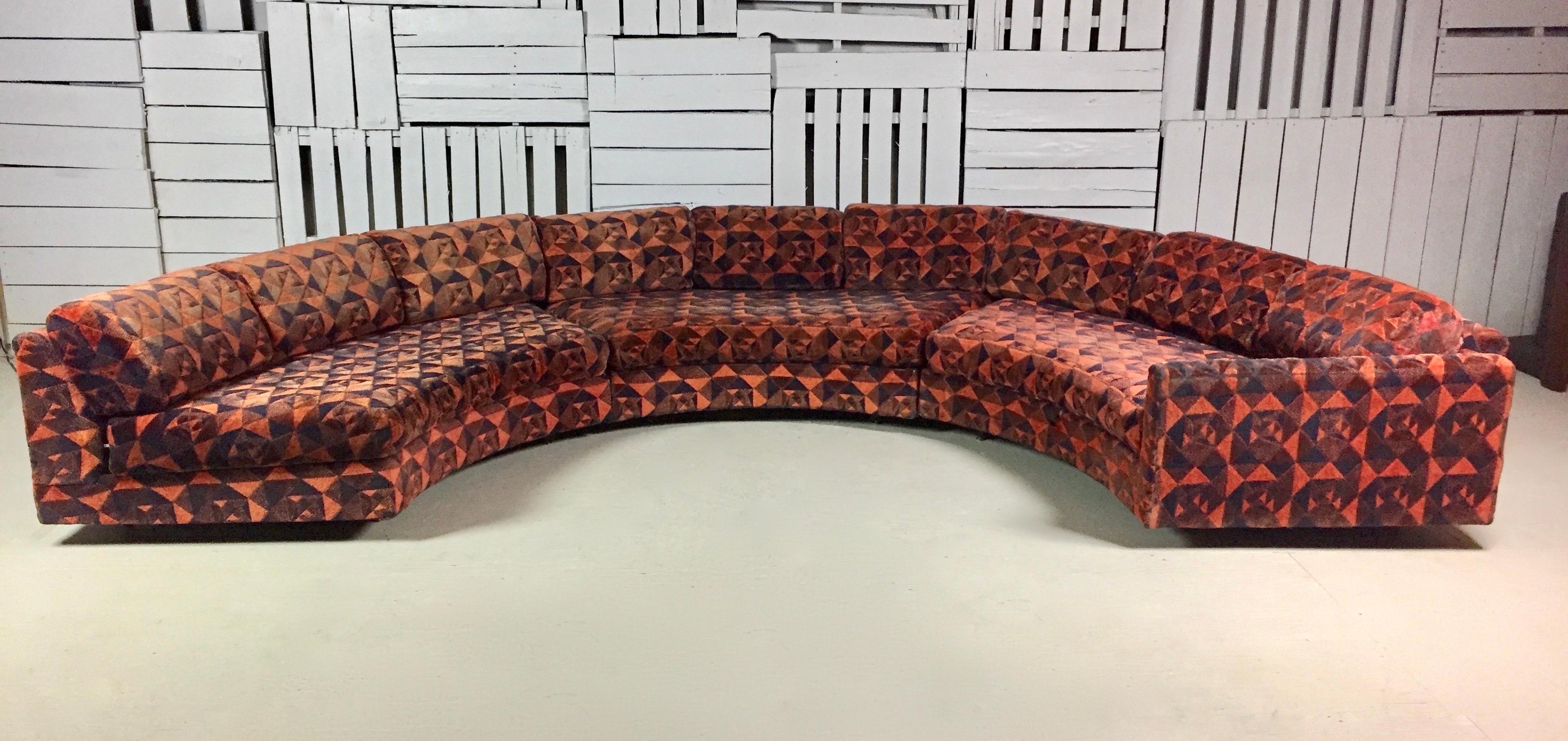 Adrian Pearsall Deep Orange and Black Geometric Sectional Sofa Craft Associates 2