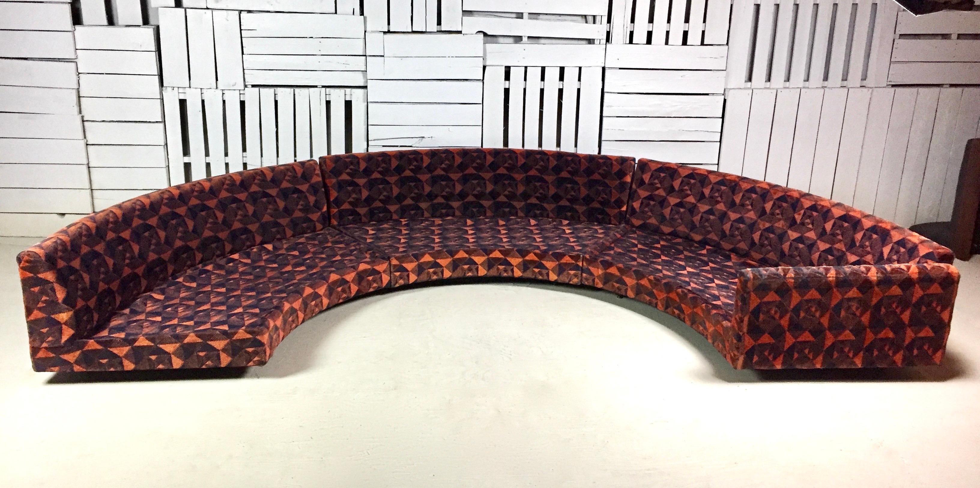 Adrian Pearsall Deep Orange and Black Geometric Sectional Sofa Craft Associates 3