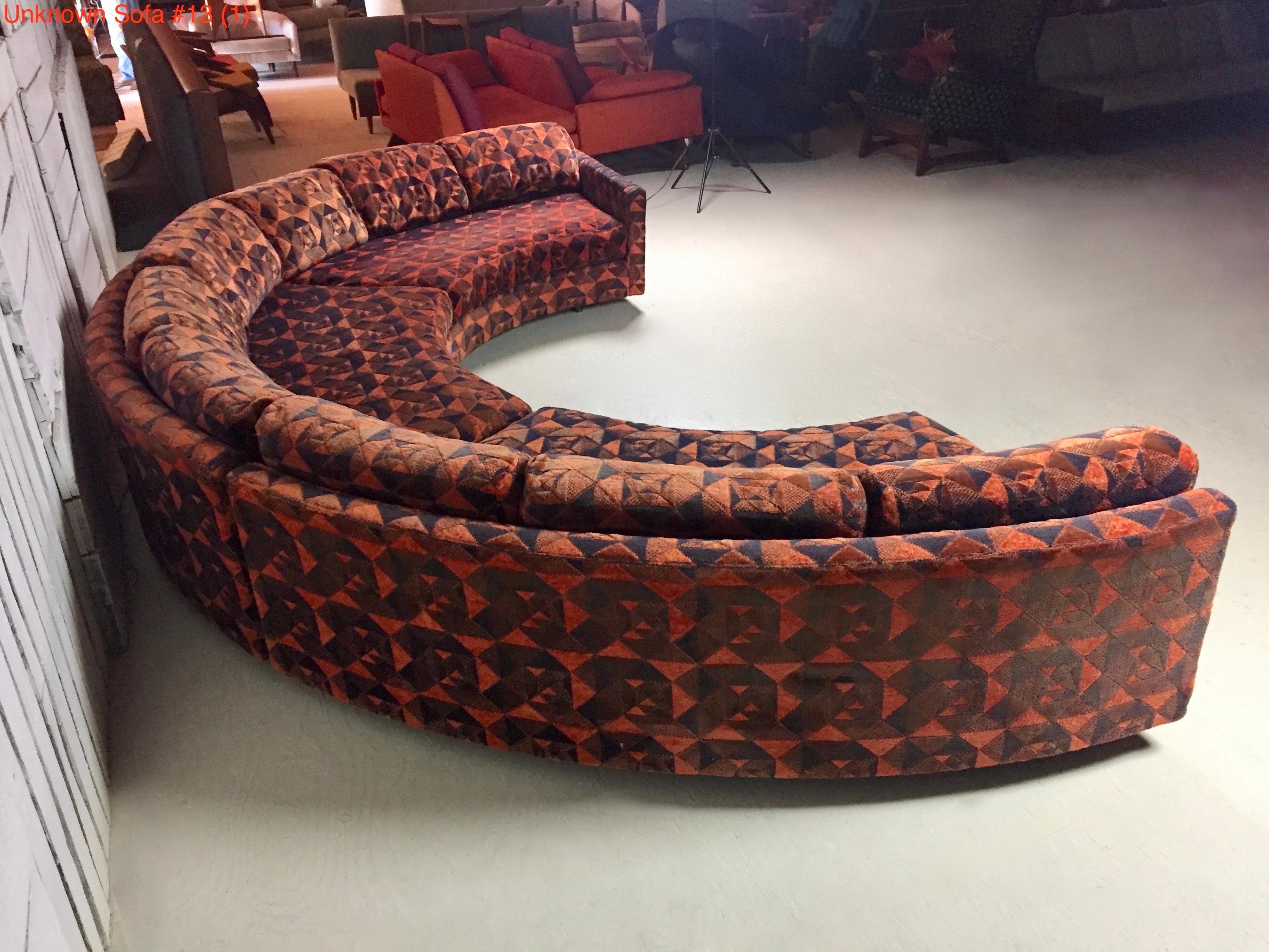 Mid-Century Modern Adrian Pearsall Deep Orange and Black Geometric Sectional Sofa Craft Associates