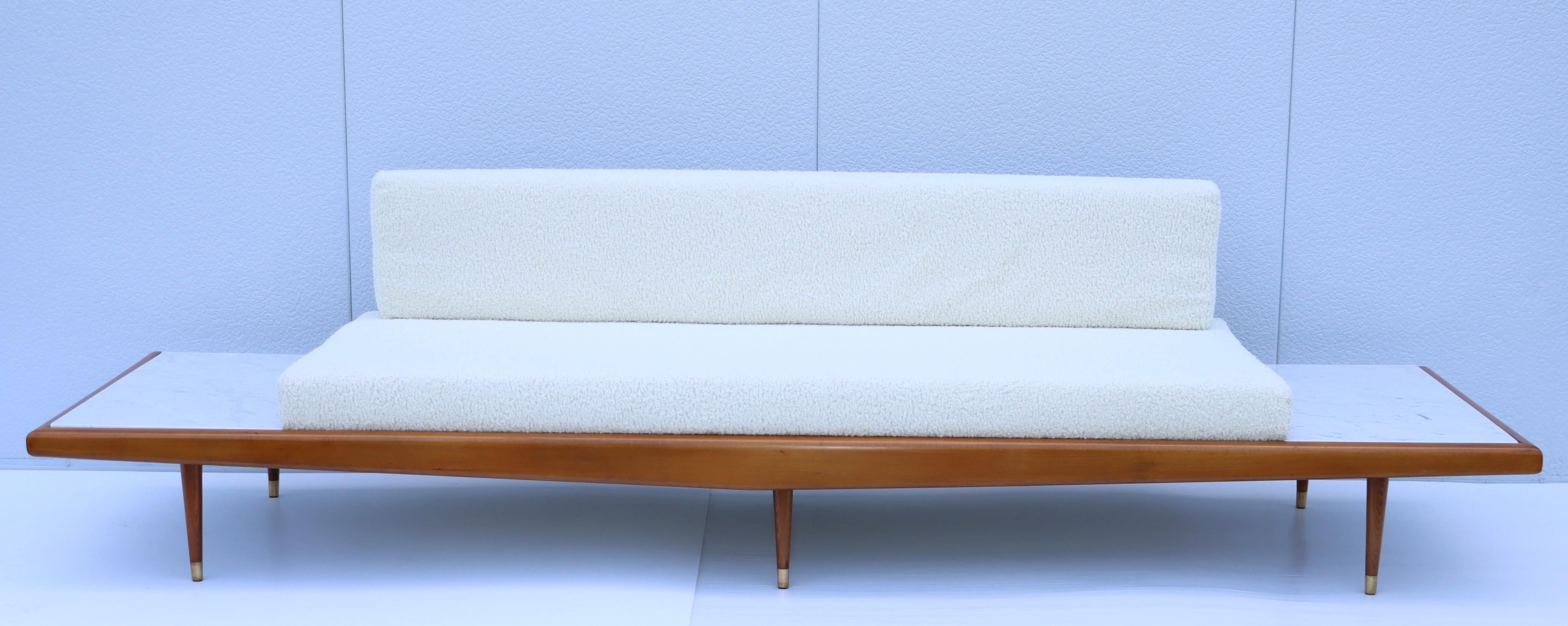 Mid-Century Modern Adrian Pearsall Floating Sofa with Marble End Tables