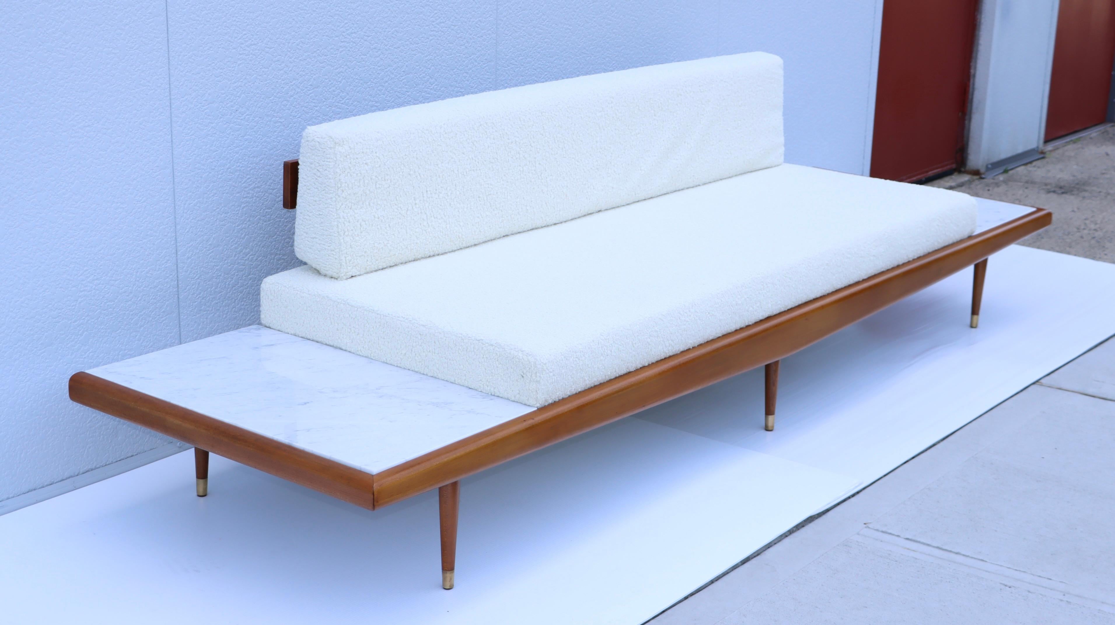 American Adrian Pearsall Floating Sofa with Marble End Tables
