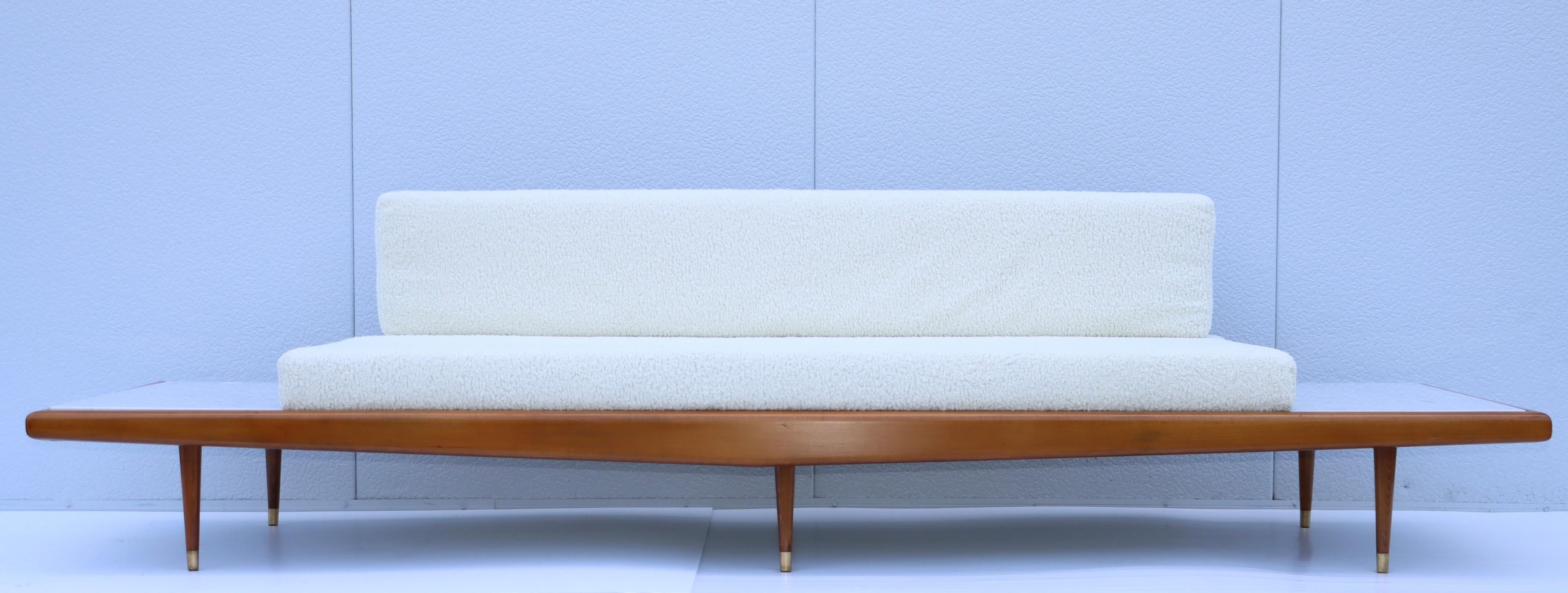 Mid-20th Century Adrian Pearsall Floating Sofa with Marble End Tables