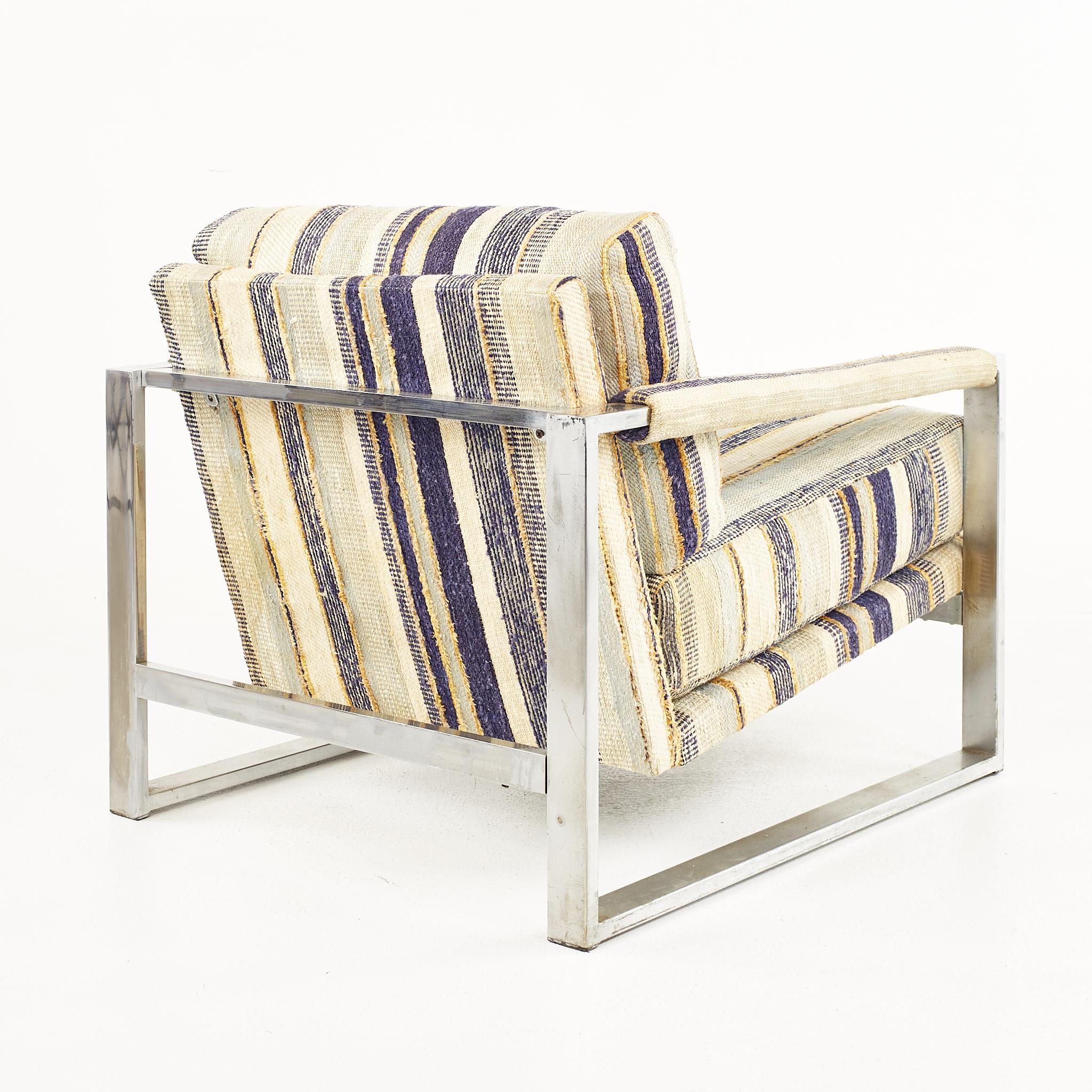 Upholstery Adrian Pearsall for Comfort Designs Chrome Lounge Chair, Pair