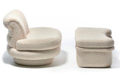 Adrian Pearsall for Comfort Designs Slipper Chair & Ottoman in Ivory Bouclé