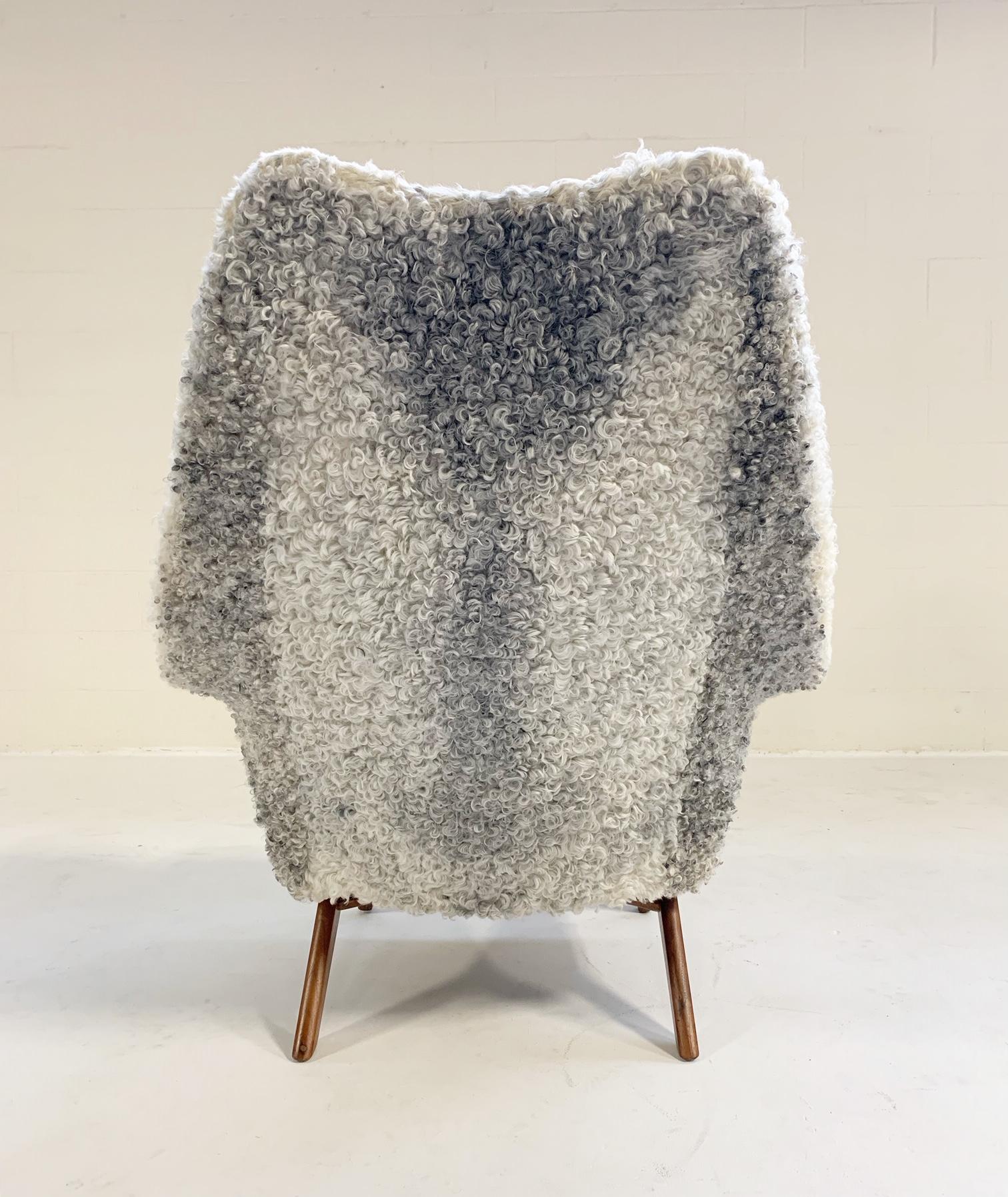 20th Century Adrian Pearsall for Craft Associates 1611 C Chair Restored in Gotland Sheepskin