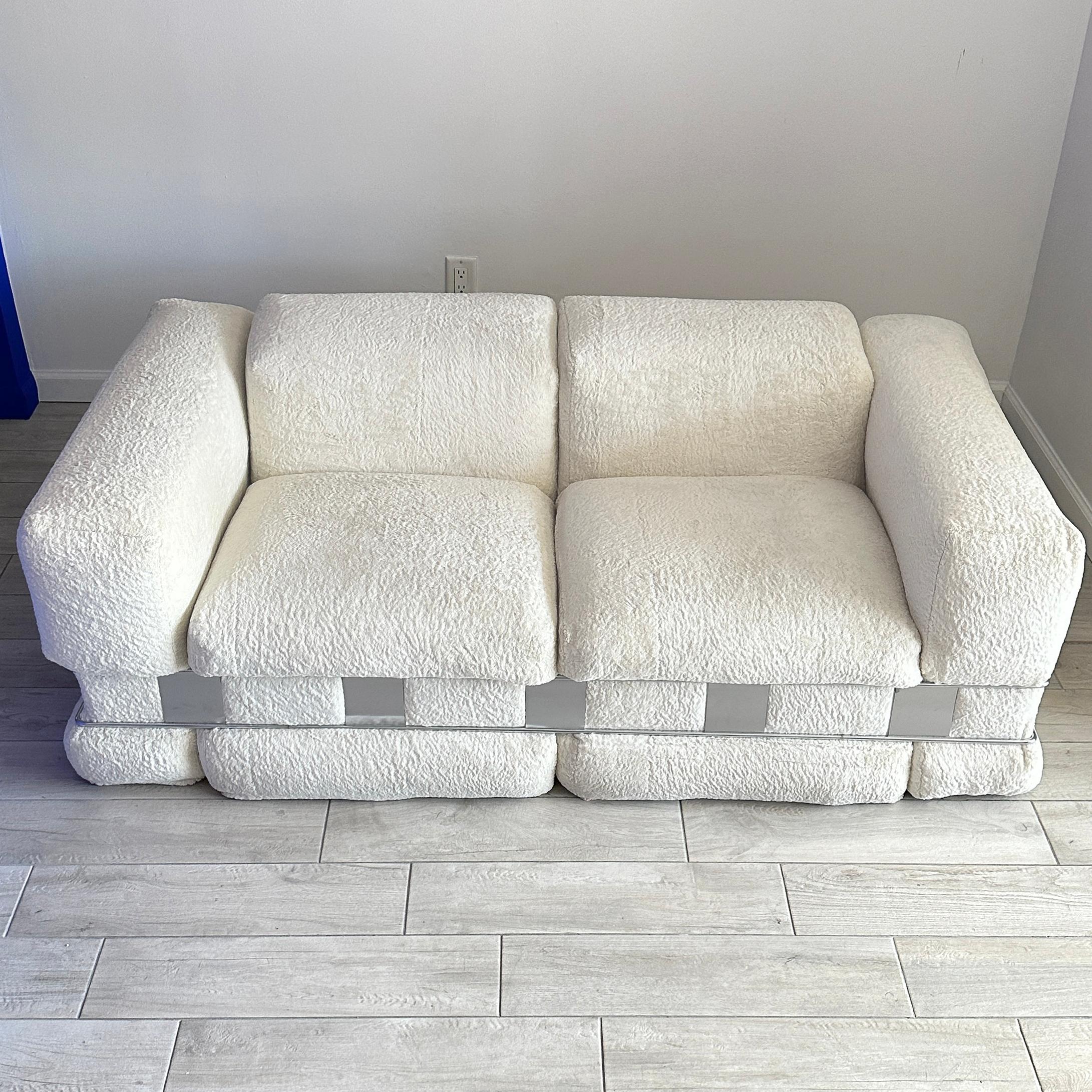 Mid-Century Modern Adrian Pearsall For Craft Assoc. Chrome Caged Sofa For Sale