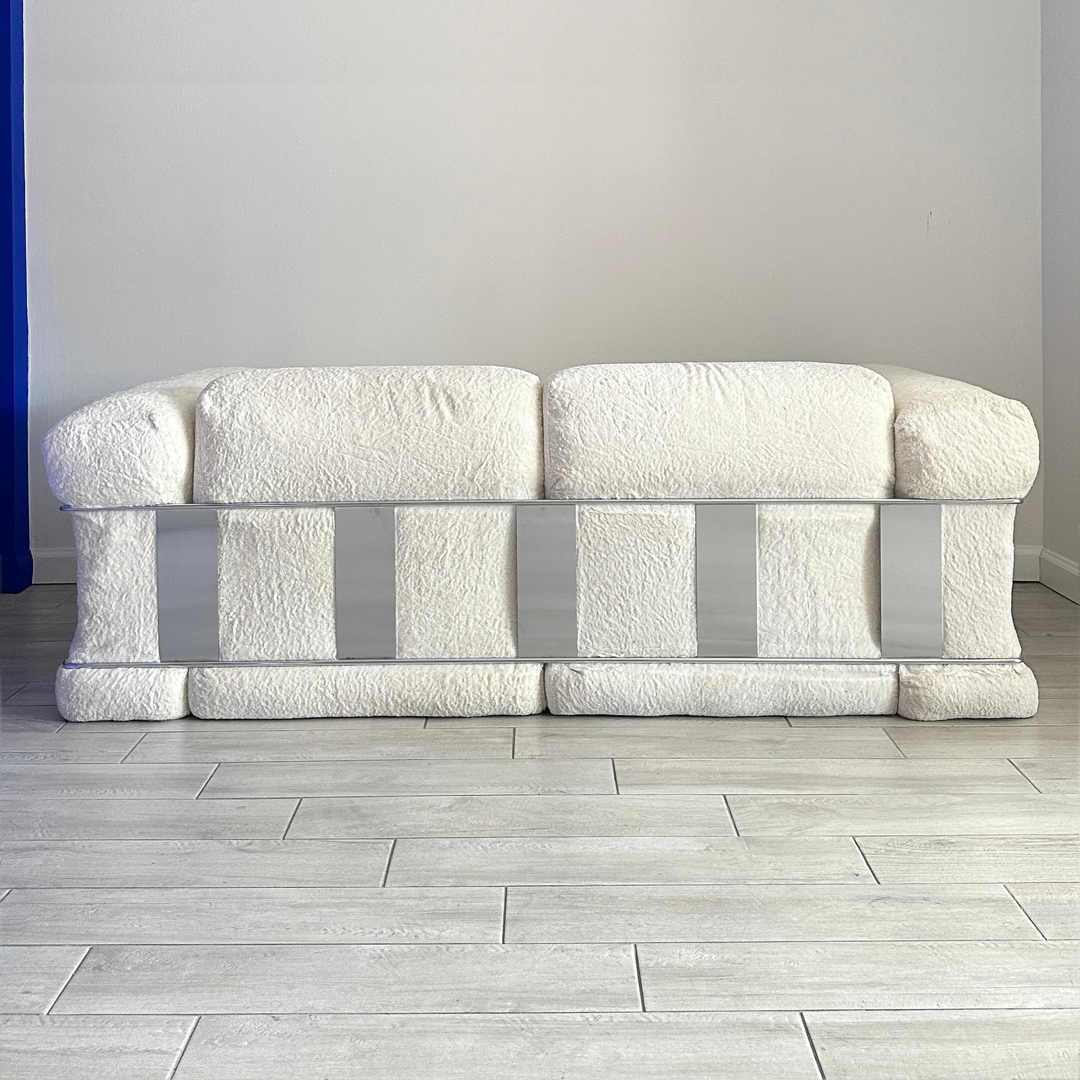 Fabric Adrian Pearsall For Craft Assoc. Chrome Caged Sofa For Sale