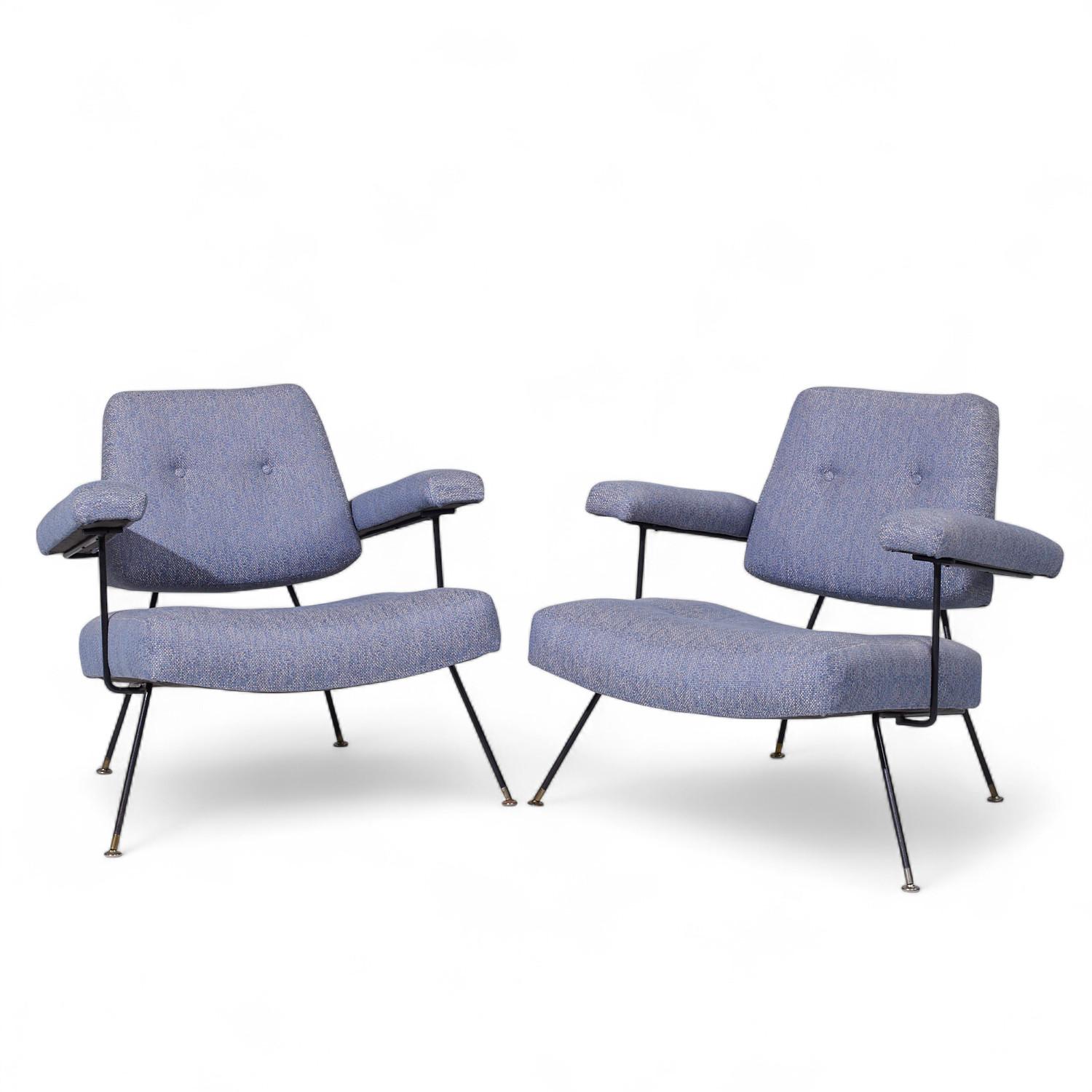 Mid-Century moderno Adrian Pearsall per Craft Associates 104C Sedie da salotto in ferro del Medioevo - Coppia in vendita