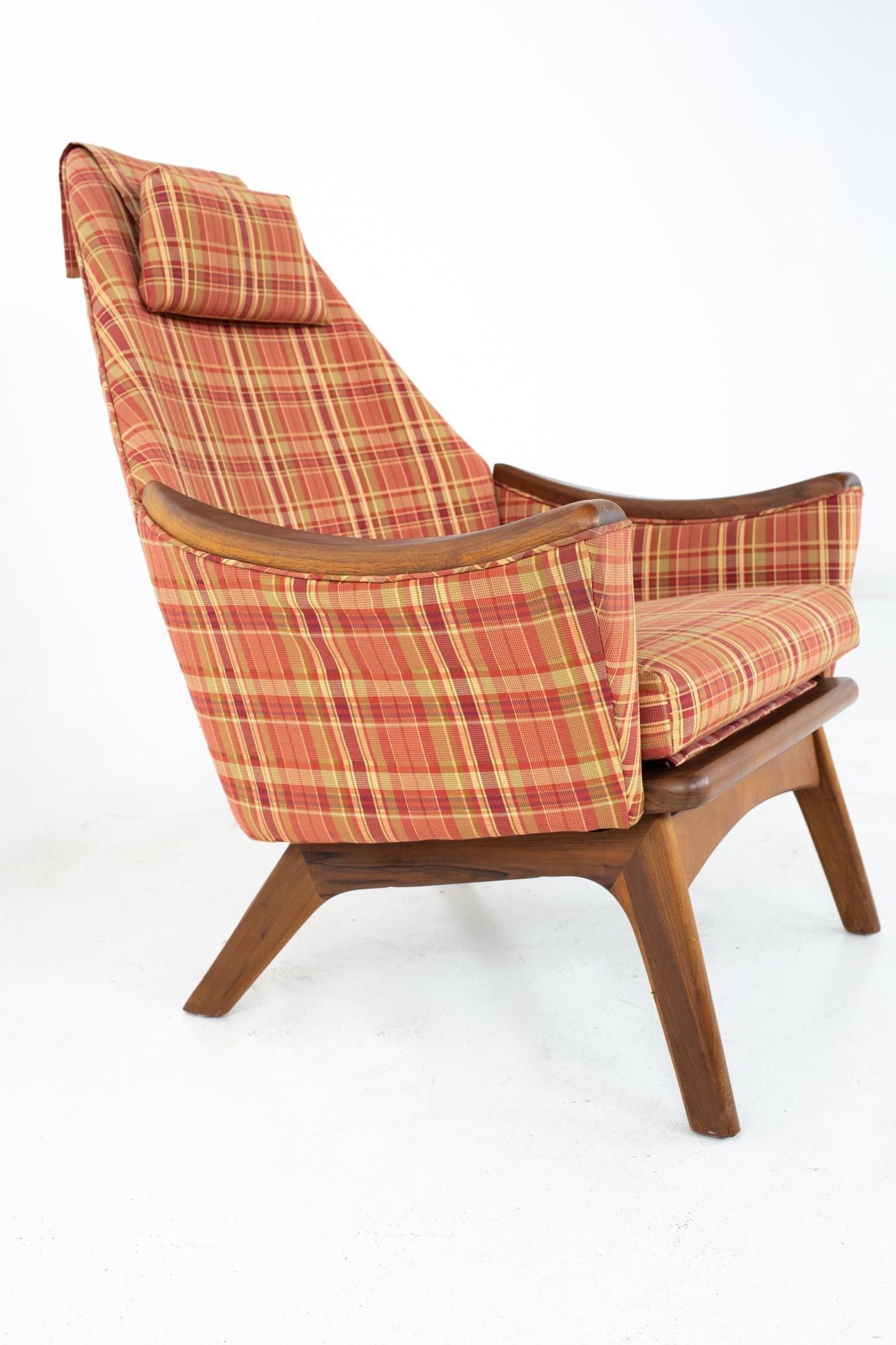 Mid-Century Modern Adrian Pearsall for Craft Associates 1808-C MCM Highback Walnut Lounge Chair