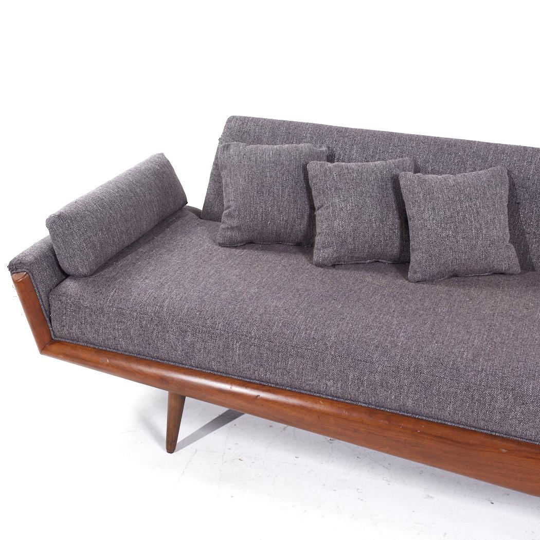 Upholstery Adrian Pearsall for Craft Associates 2000 S Mid Century Walnut Gondola Sofa For Sale