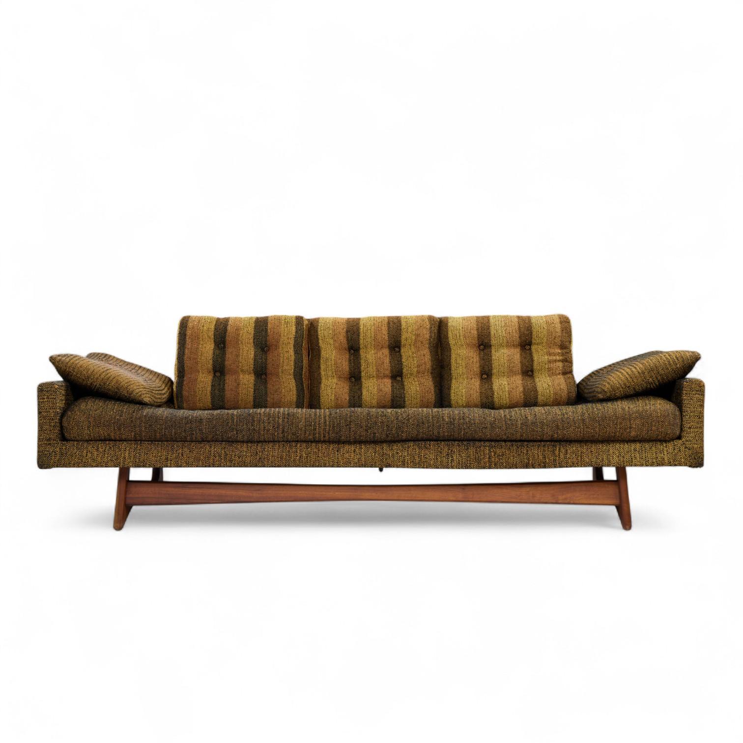 Adrian Pearsall for Craft Associates 2408-S Mid Century Walnut Gondola Sofa

This sofa measures: 85.5 wide x 32 deep x 27 inches high, with a seat height of 16 and arm height of 19.75 inches

Fair Vintage Condition - Sofa Frame is in Great Shape.