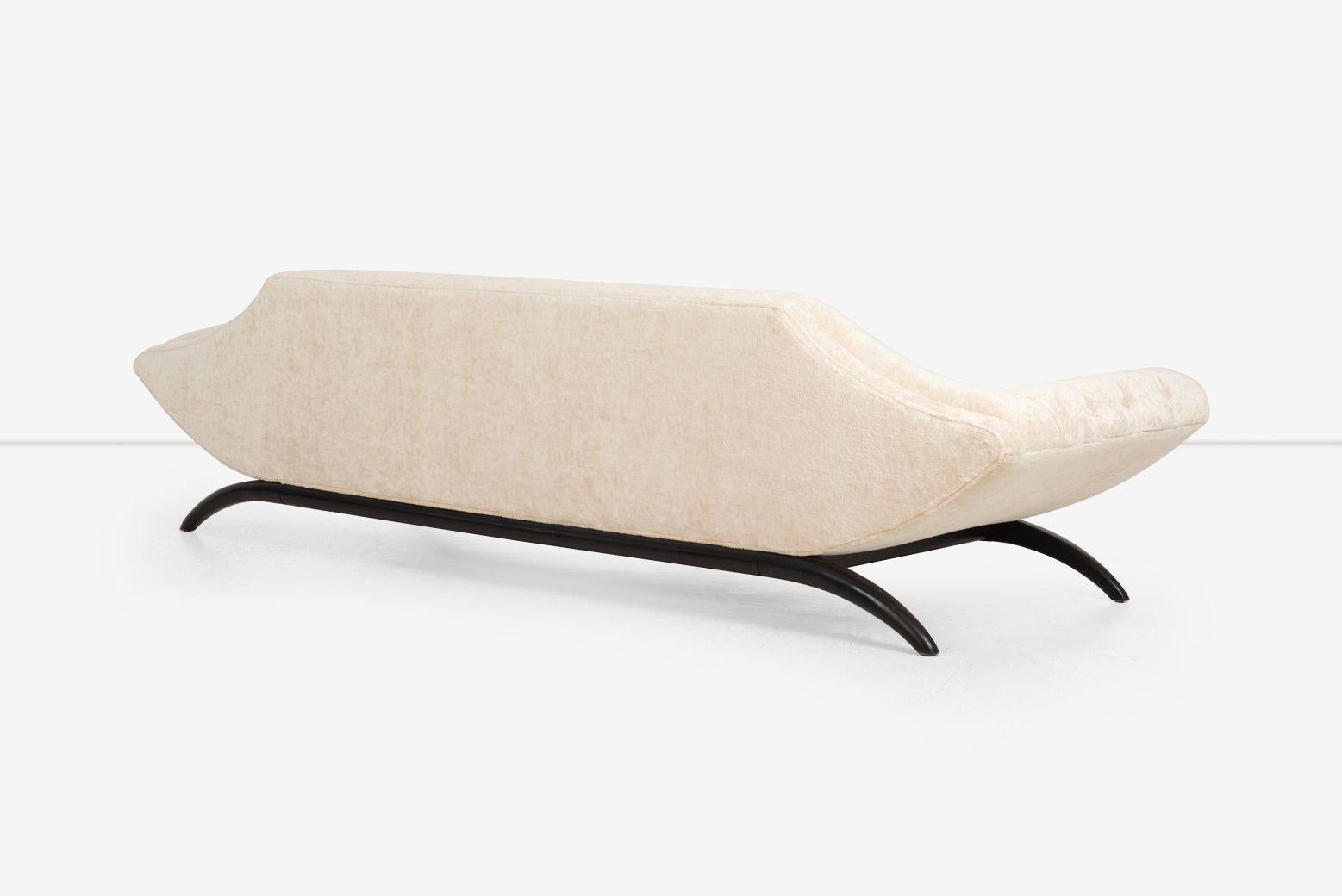Adrian Pearsall per Craft Associates Divano a gondola con inserti in biscuit 1960 in vendita 4