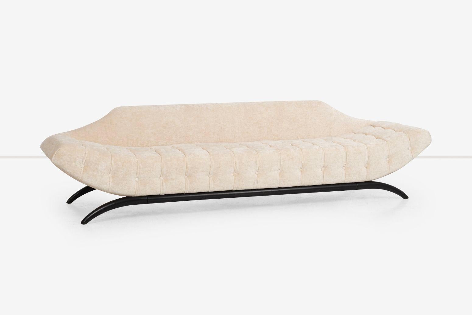 Tappezzeria Adrian Pearsall per Craft Associates Divano a gondola con inserti in biscuit 1960 in vendita