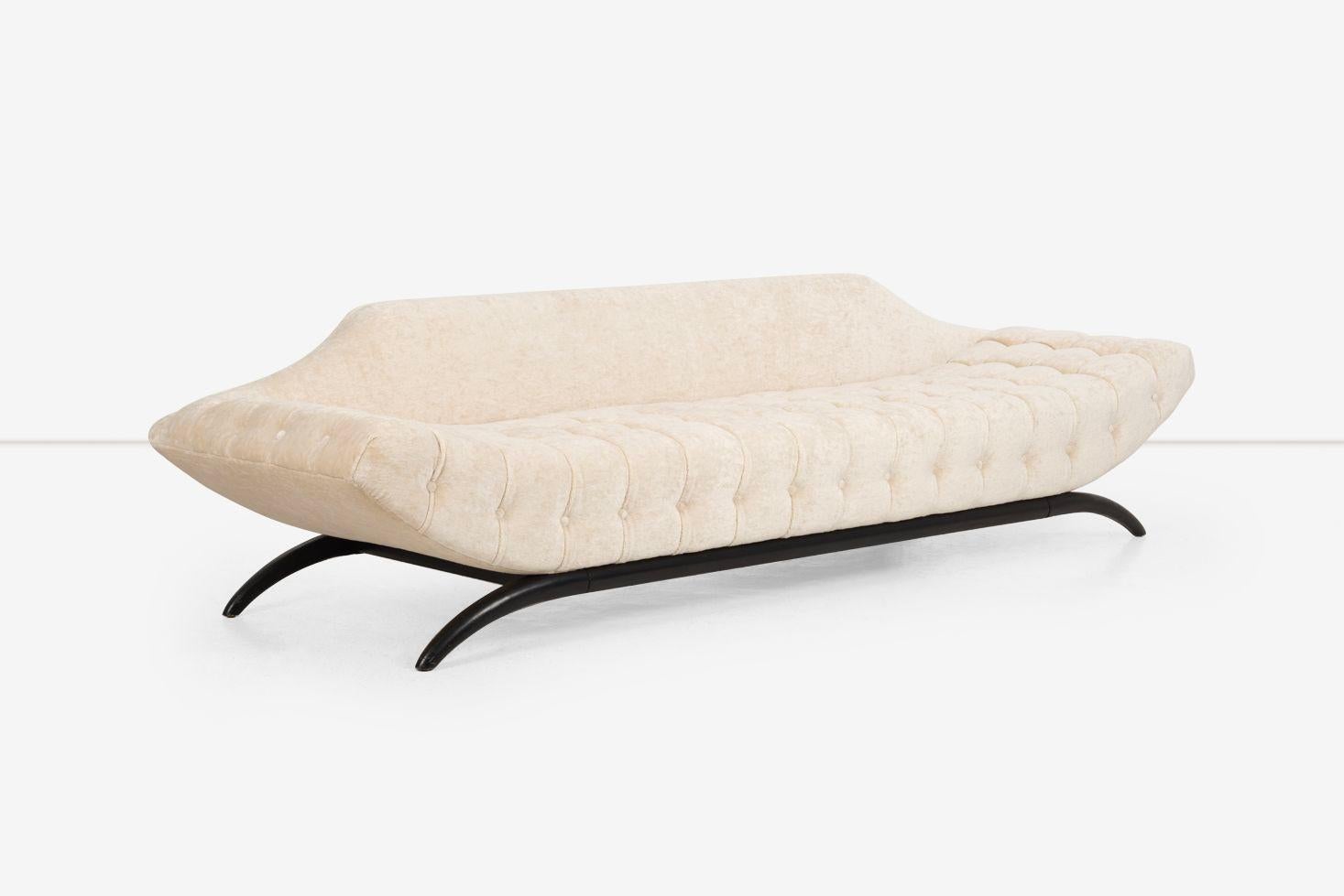 Adrian Pearsall per Craft Associates Divano a gondola con inserti in biscuit 1960 in vendita 1