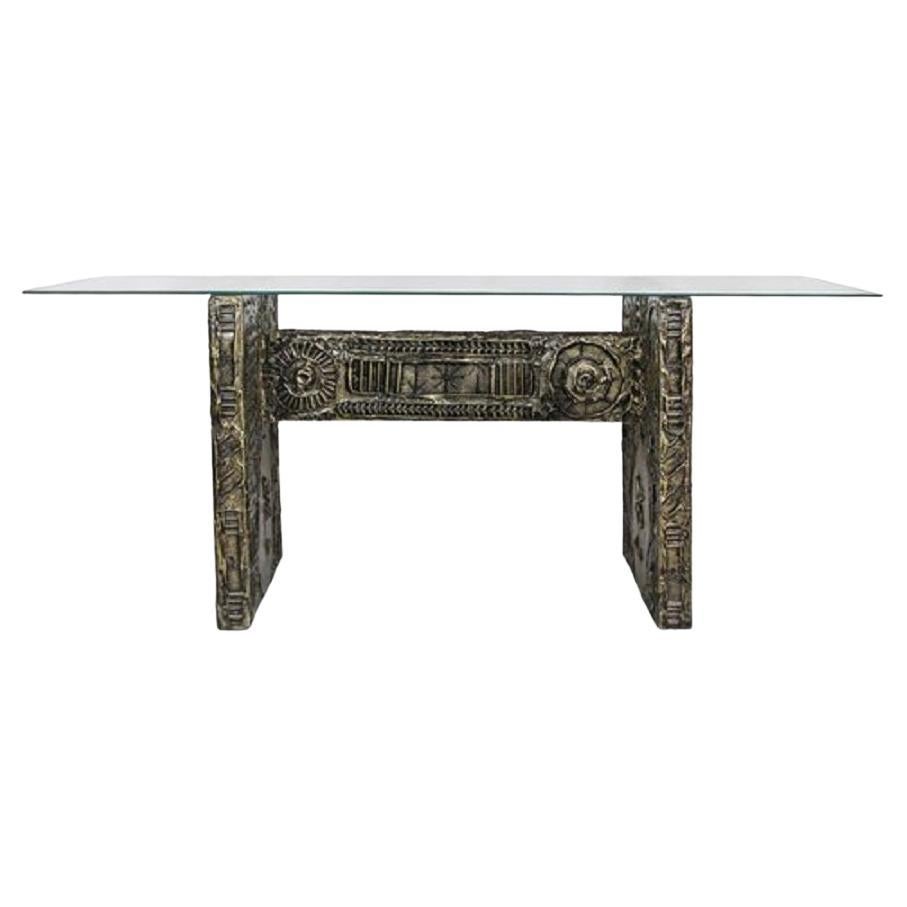 Adrian Pearsall for Craft Associates Brutalist Metal & Glass Dining Table