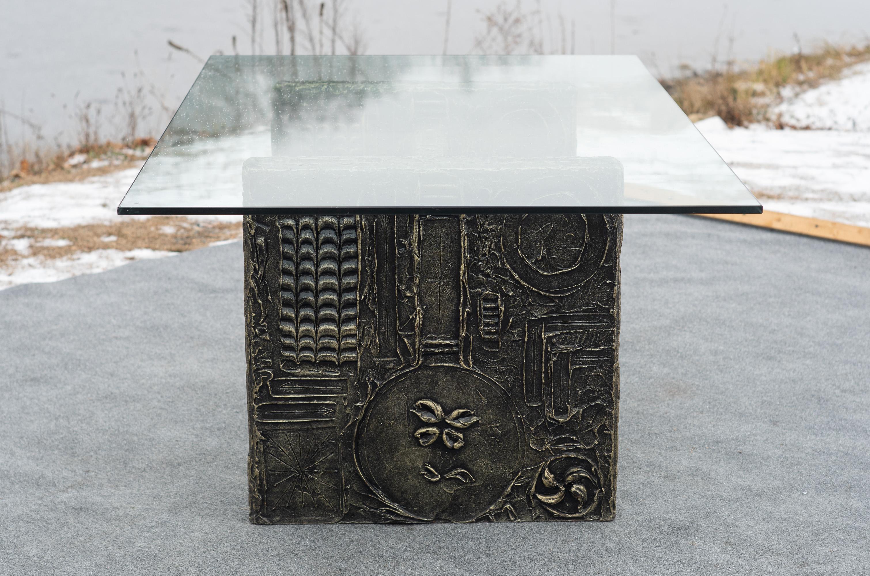 Adrian Pearsall for Craft Associates Brutalist Resin & Glass Dining Table For Sale 4