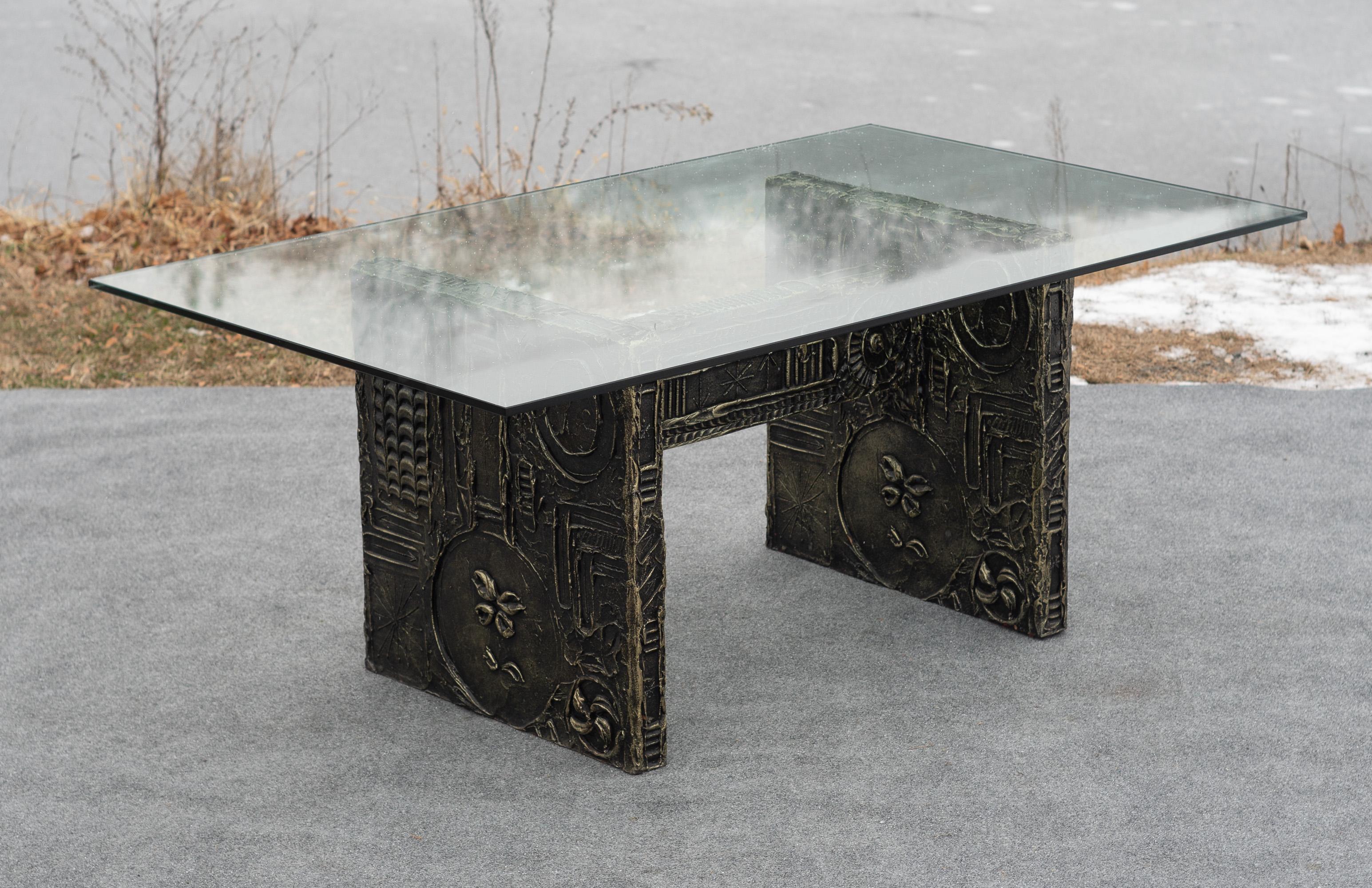 American Adrian Pearsall for Craft Associates Brutalist Resin & Glass Dining Table For Sale