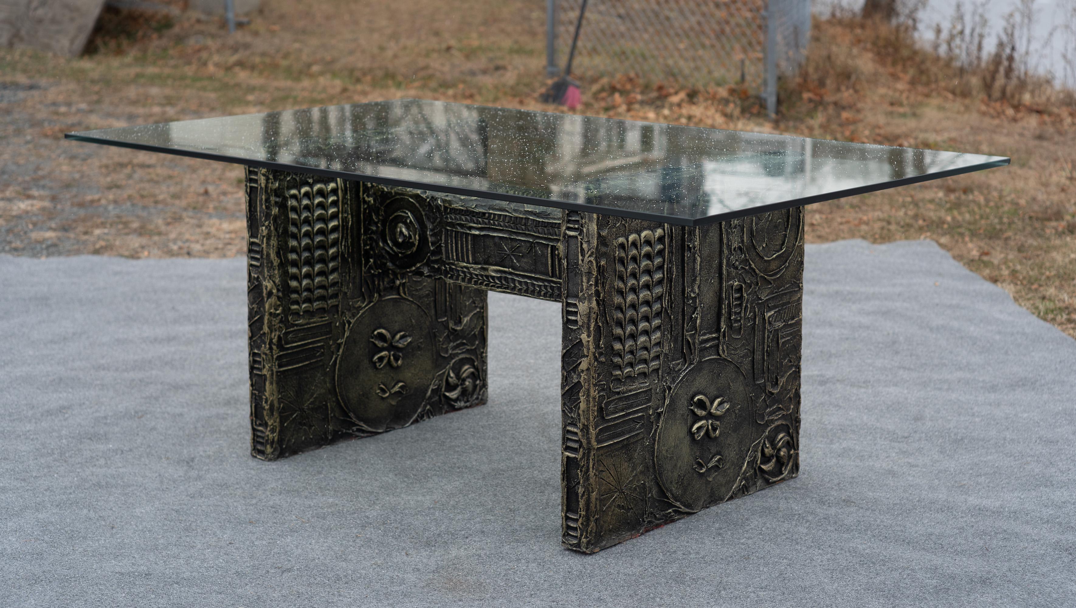 Adrian Pearsall for Craft Associates Brutalist Resin & Glass Dining Table For Sale 1