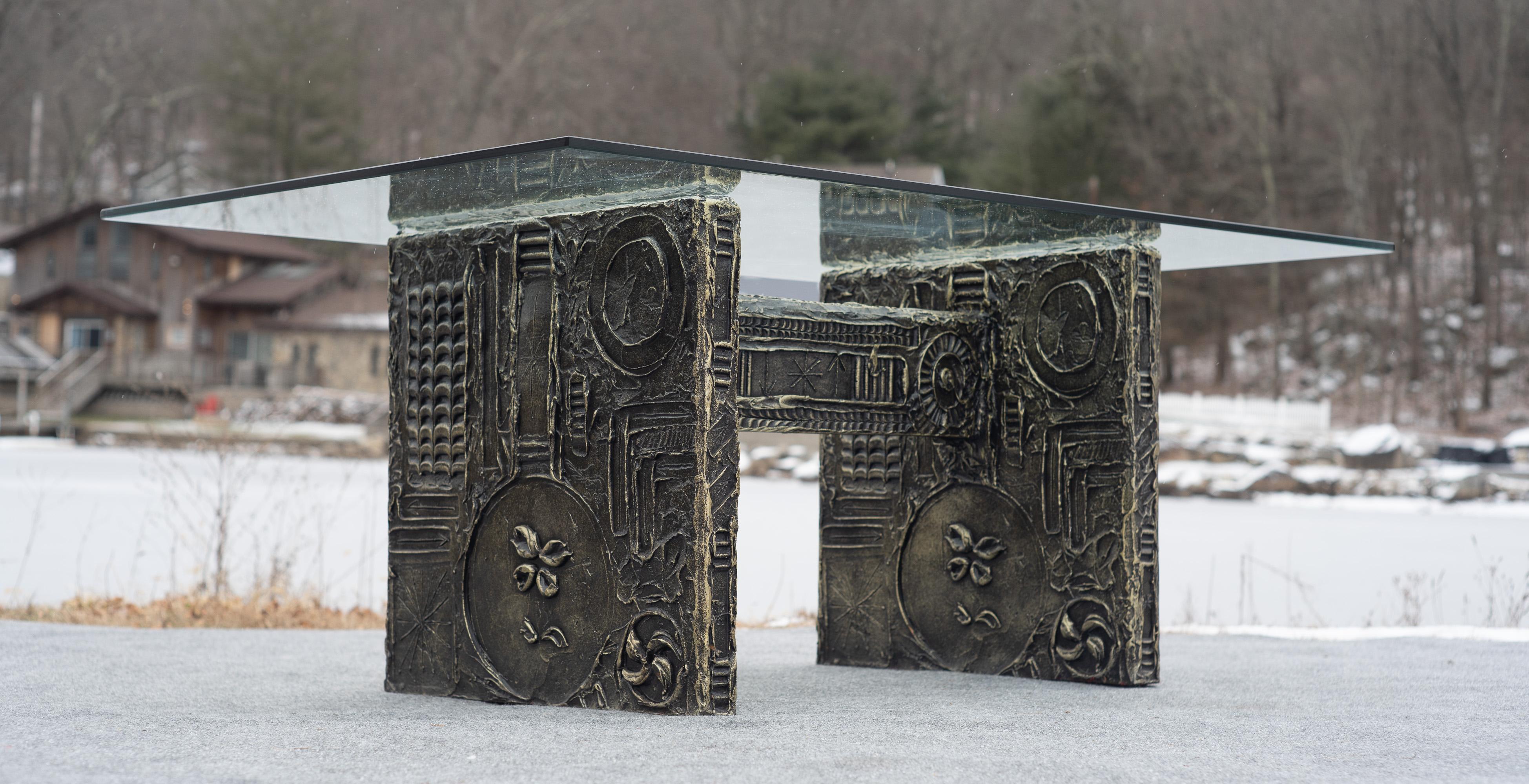 Adrian Pearsall for Craft Associates Brutalist Resin & Glass Dining Table For Sale 2