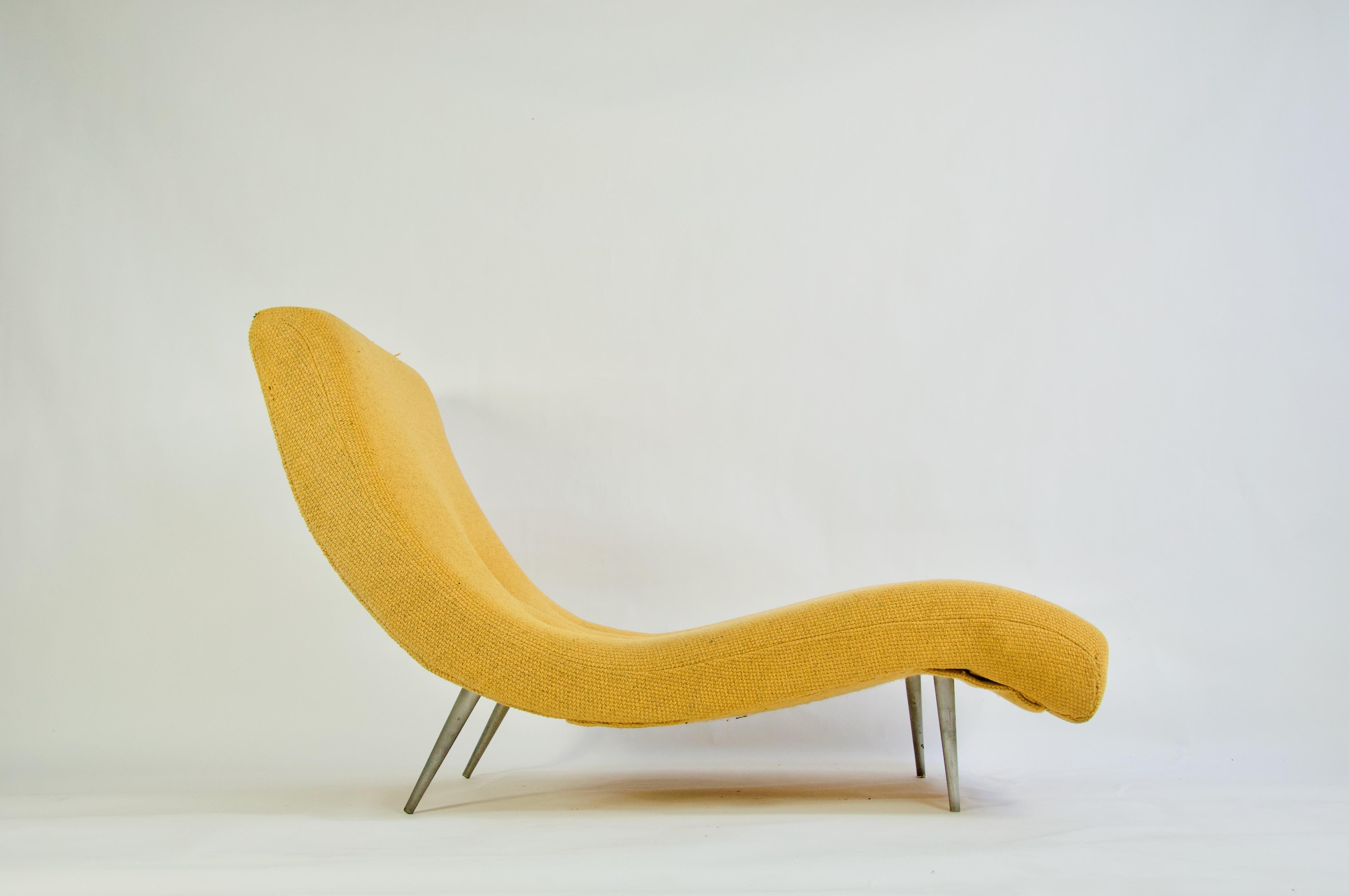 Adrian Pearsall for craft associates chaise lounge with metal legs, 1960s.
