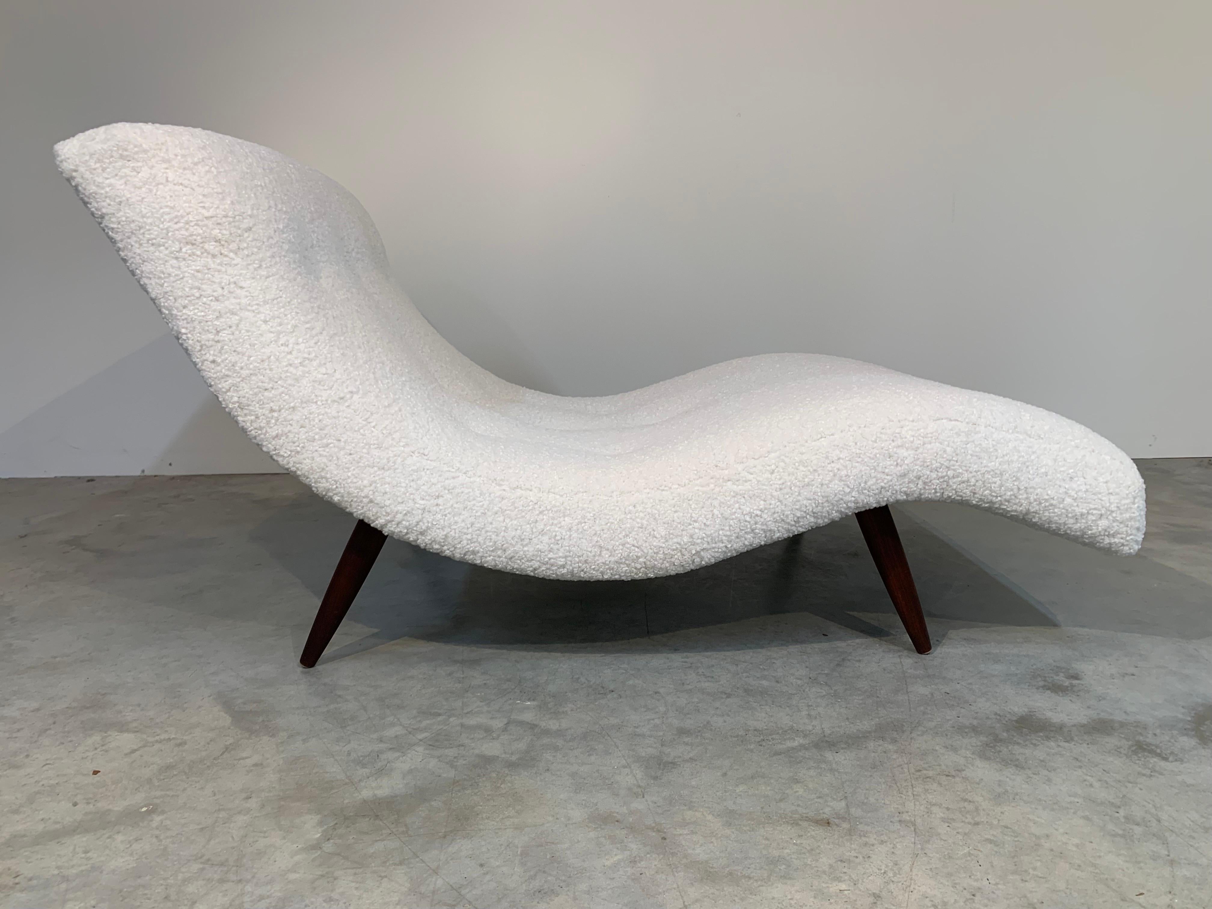 Mid-Century Modern Adrian Pearsall for Craft Associates Double Wave Chaise in Fresh Boucle