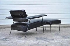 Adrian Pearsall for Craft Associates Iron Frame Leather Lounge Chair and Ottoman