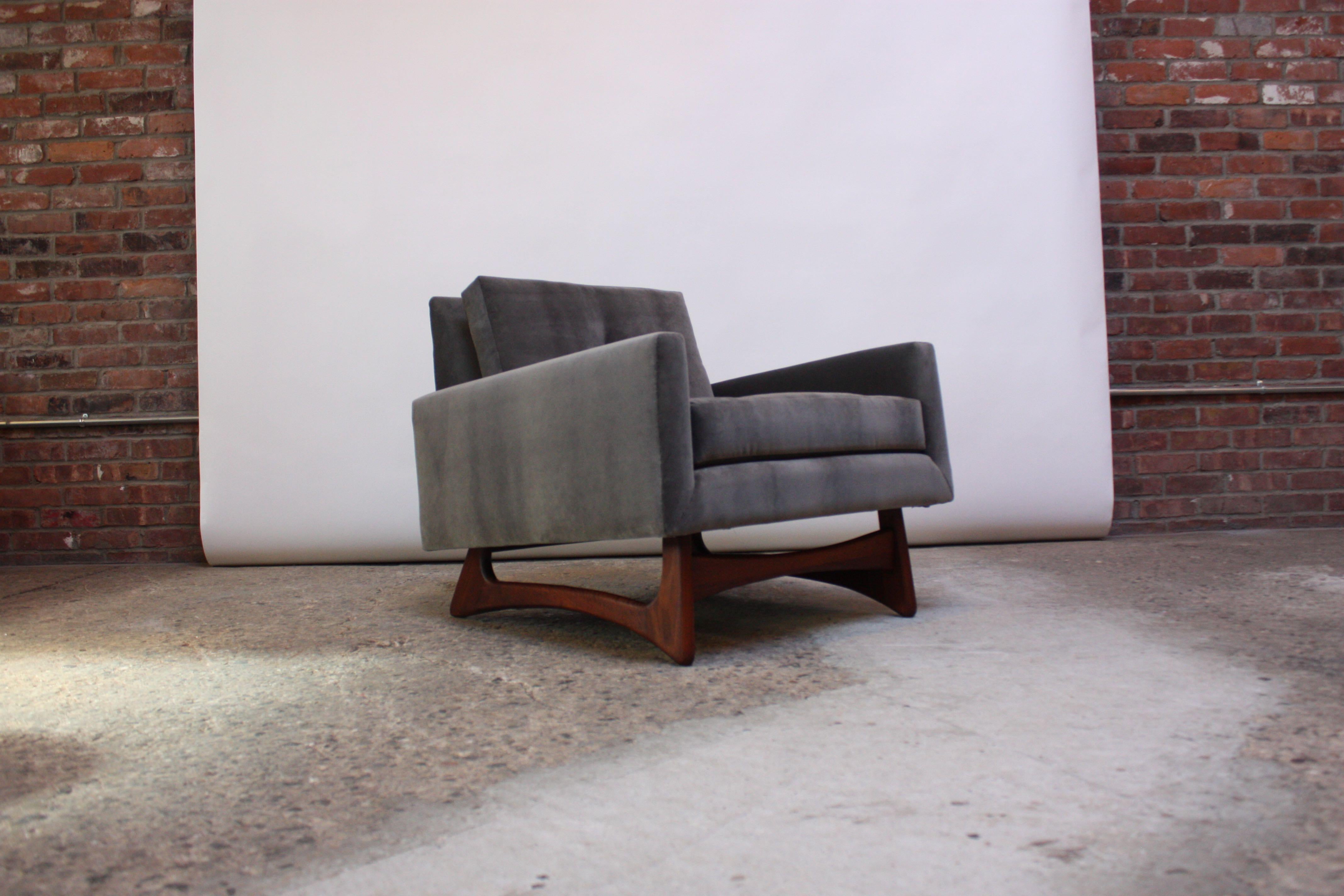 Mid-Century Modern Adrian Pearsall for Craft Associates Lounge Chair in Walnut and Velvet