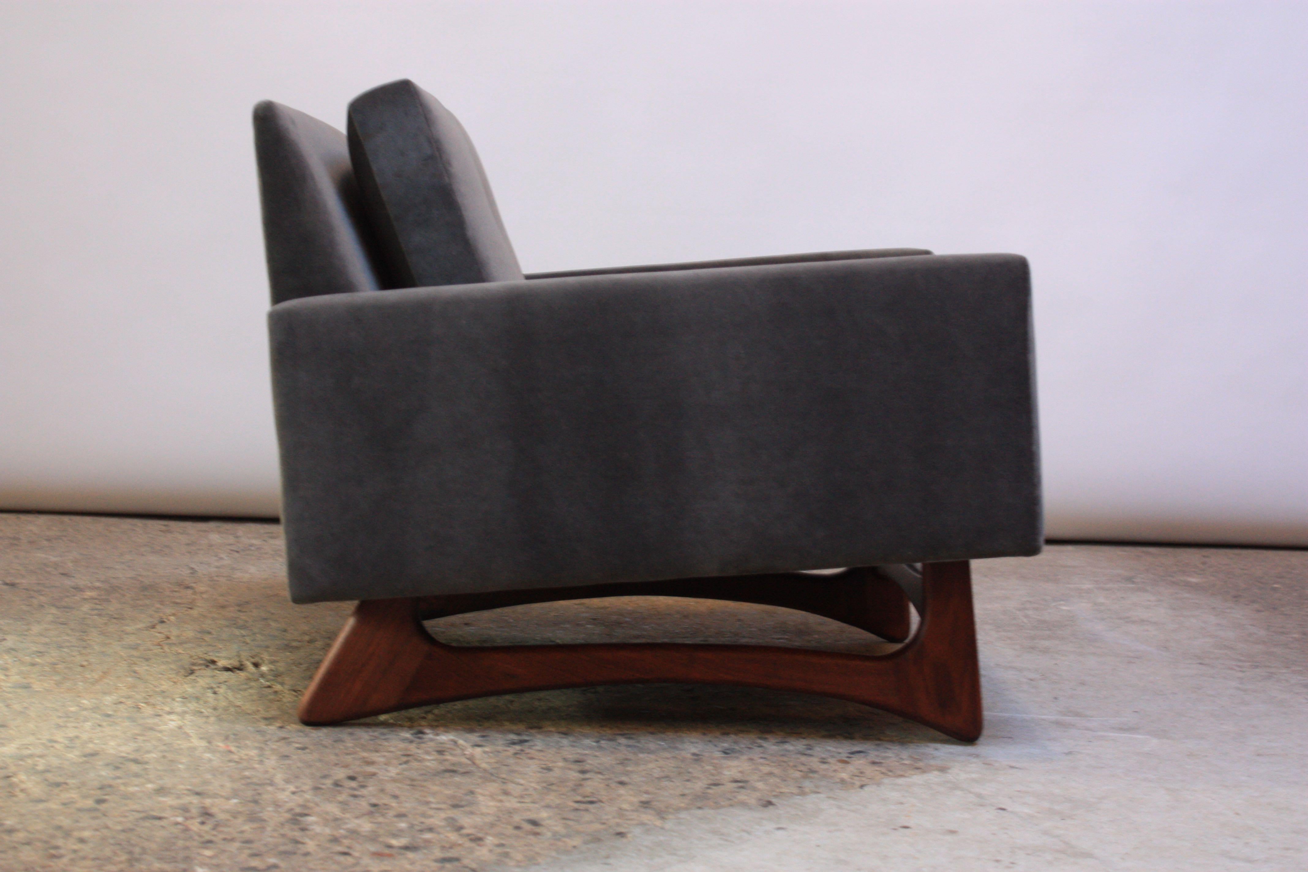 Mid-20th Century Adrian Pearsall for Craft Associates Lounge Chair in Walnut and Velvet
