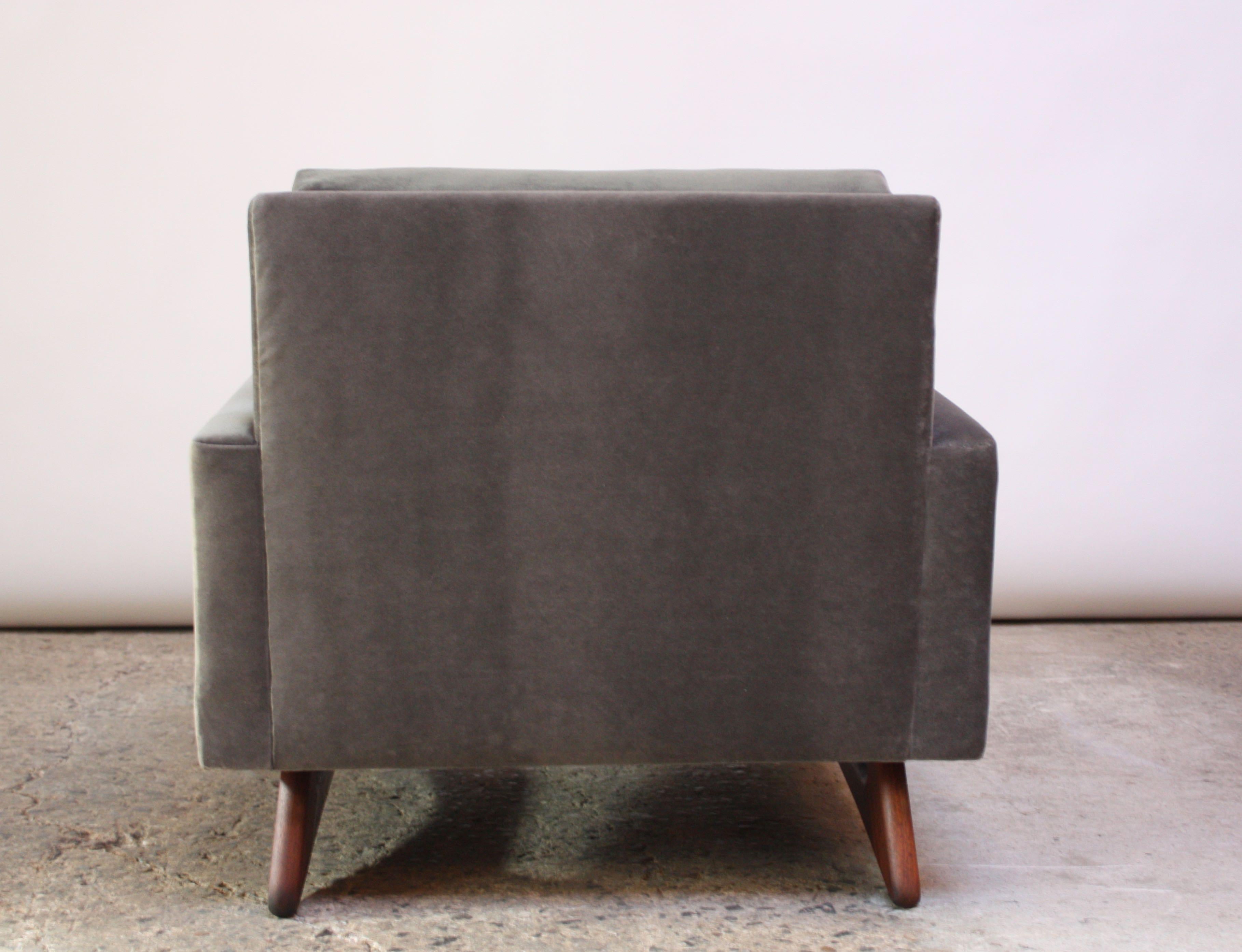 Adrian Pearsall for Craft Associates Lounge Chair in Walnut and Velvet 1