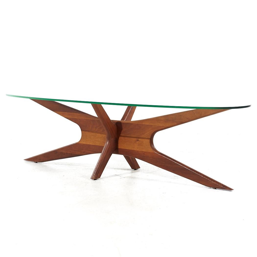 Mid-Century Modern Adrian Pearsall for Craft Associates MCM Jacks Walnut Surfboard Coffee Table For Sale