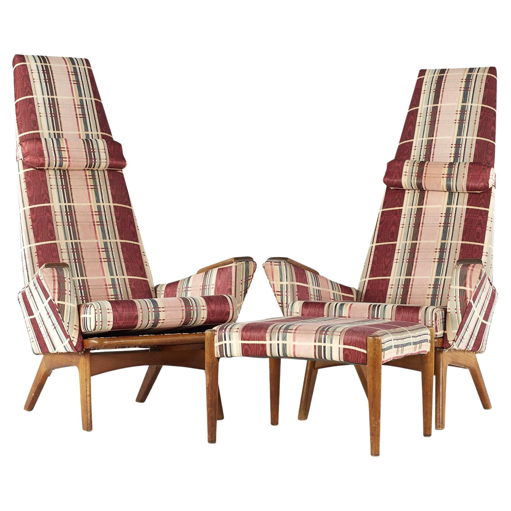 Adrian Pearsall for Craft Associates MCM Slim Jim Highback Lounge Chair, Pair For Sale