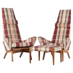 Adrian Pearsall for Craft Associates MCM Slim Jim Highback Lounge Chair, Pair