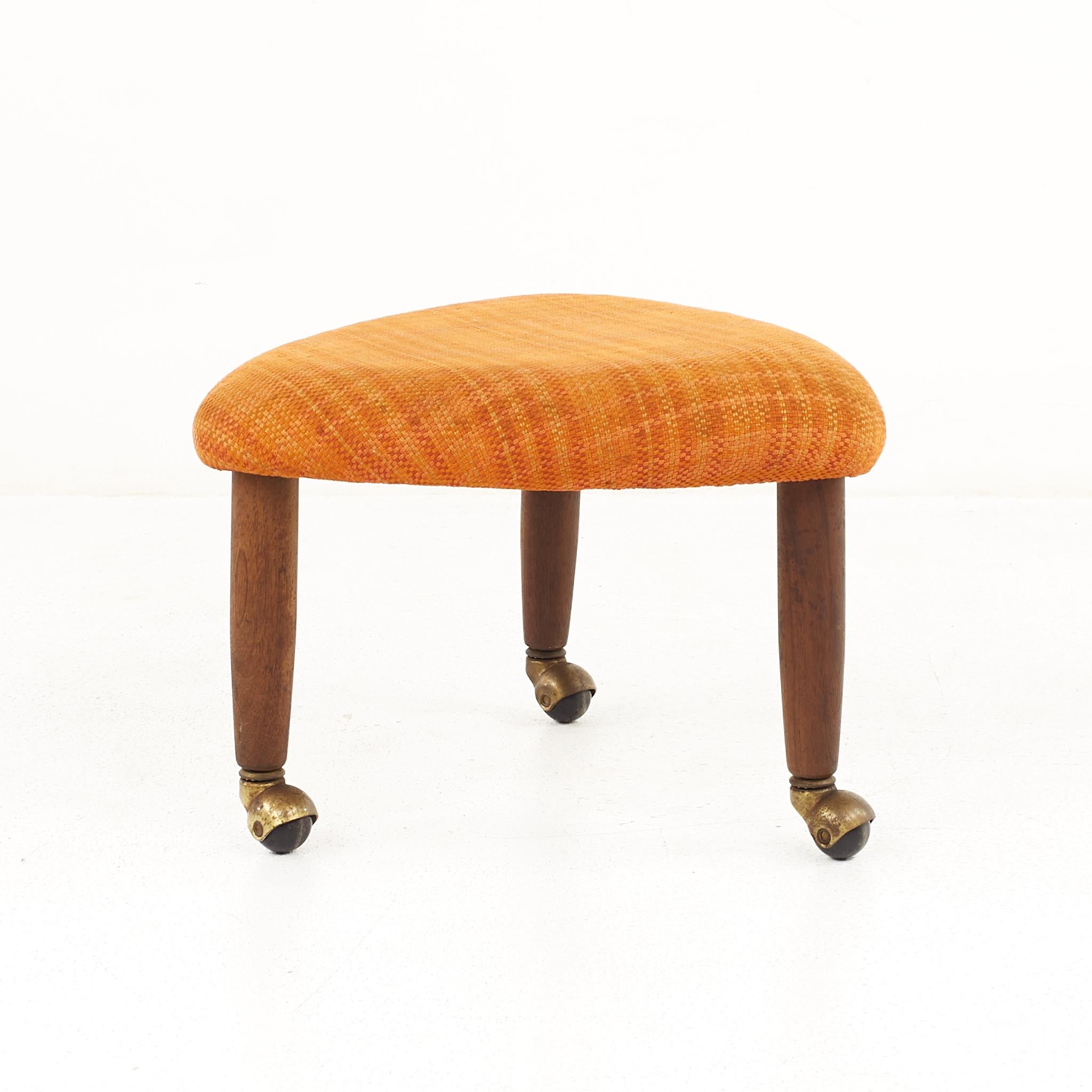 Mid-Century Modern Adrian Pearsall for Craft Associates MCM Walnut Ottoman on Casters, a Pair