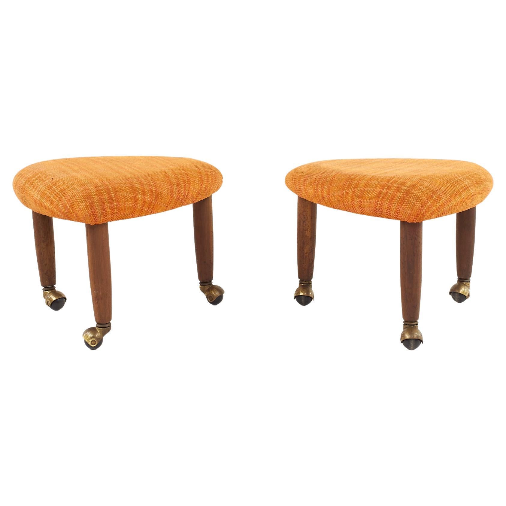 Adrian Pearsall for Craft Associates MCM Walnut Ottoman on Casters, a Pair