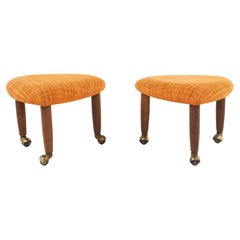 Adrian Pearsall for Craft Associates MCM Walnut Ottoman on Casters, a Pair