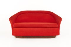Adrian Pearsall for Craft Associates MCM Walnut Plinth Base Red Loveseat
