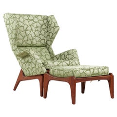 Adrian Pearsall for Craft Associates MCM Walnut Wingback Chair and Ottoman