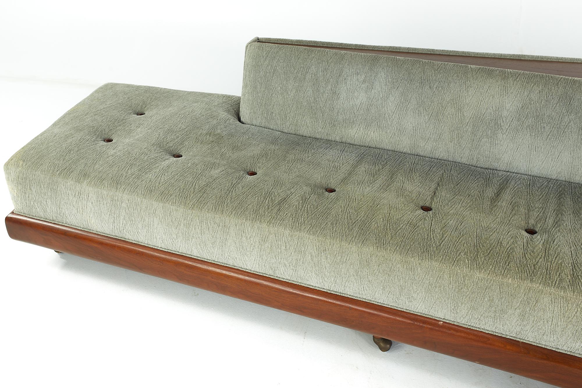 Upholstery Adrian Pearsall for Craft Associates Mid Century 2300-S Walnut Boomerang Sofa For Sale