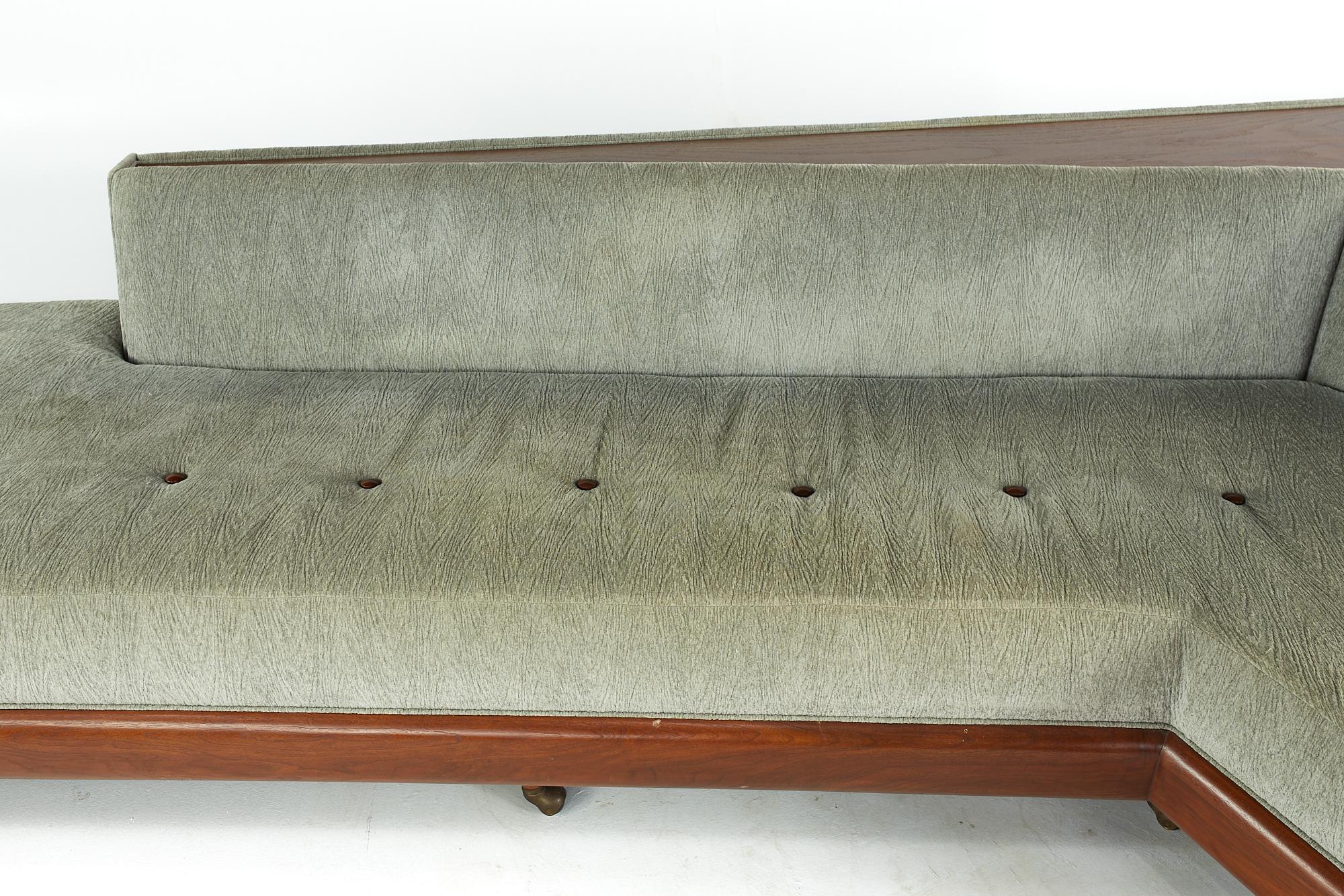 Upholstery Adrian Pearsall for Craft Associates Mid Century 2300-S Walnut Boomerang Sofa For Sale