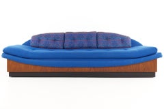 Adrian Pearsall for Craft Associates Mid-Century Blue Plinth Base Walnut Gondola