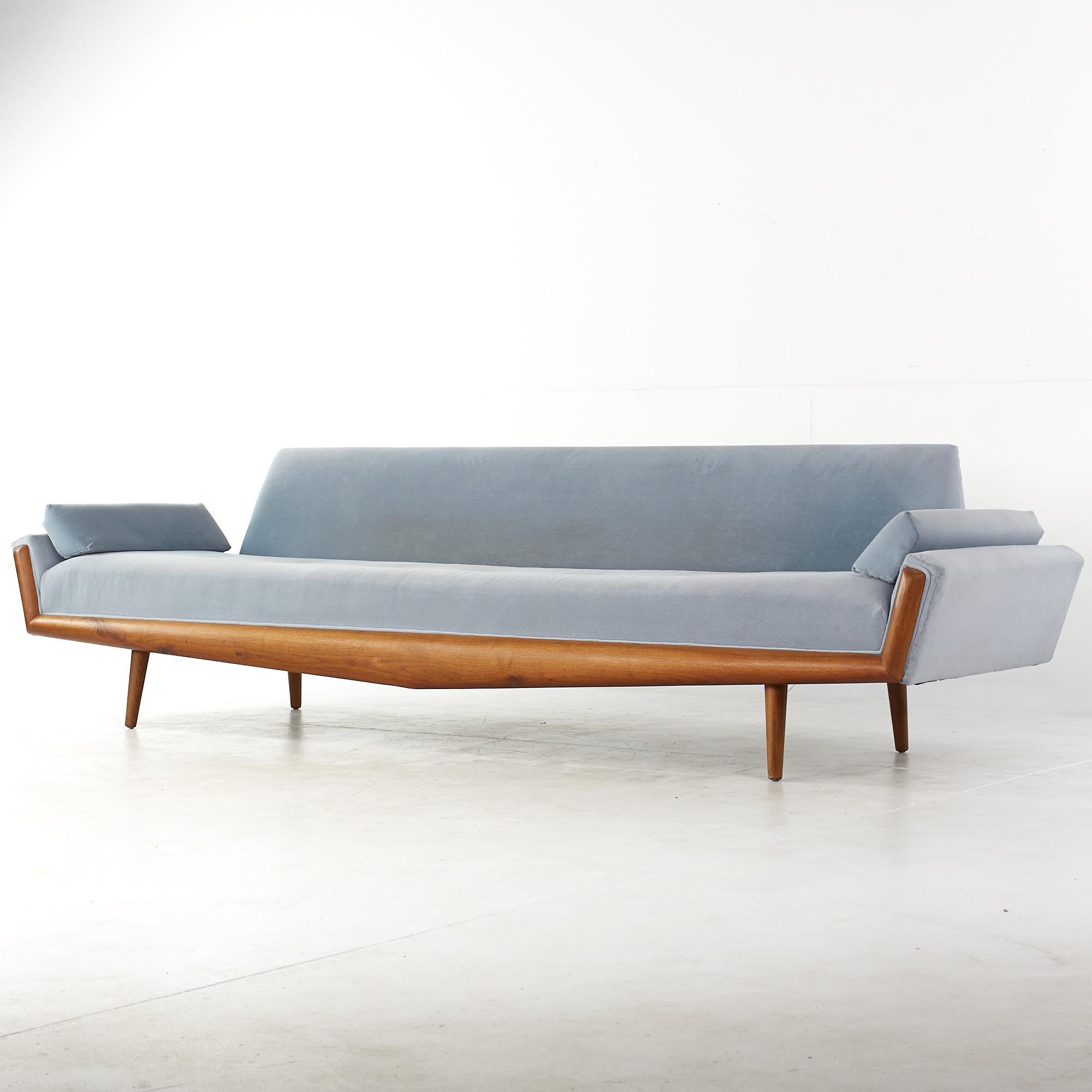 Mid-Century Modern Adrian Pearsall for Craft Associates Mid Century Blue Velvet Sofa