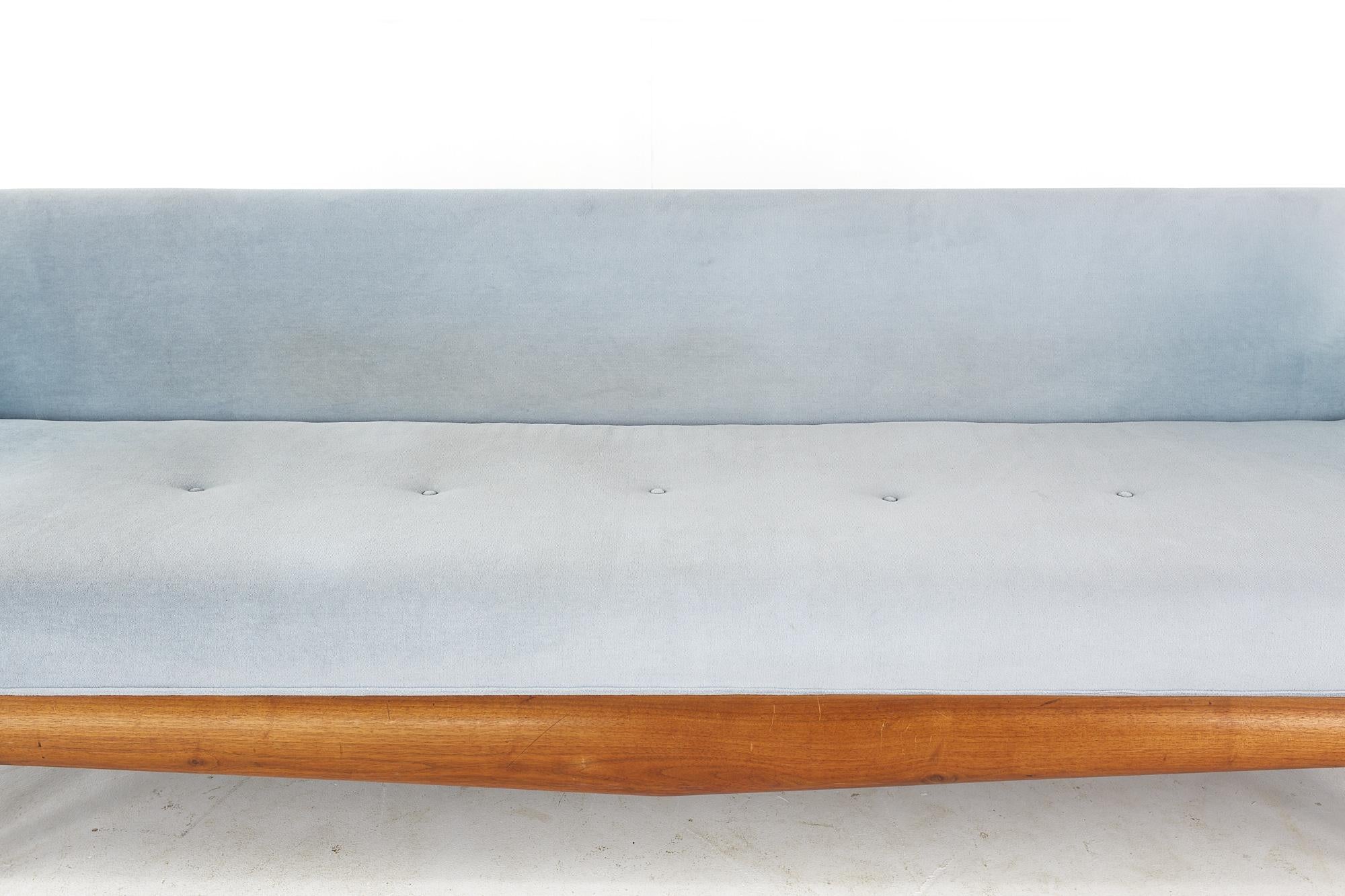 Adrian Pearsall for Craft Associates Mid Century Blue Velvet Sofa 1