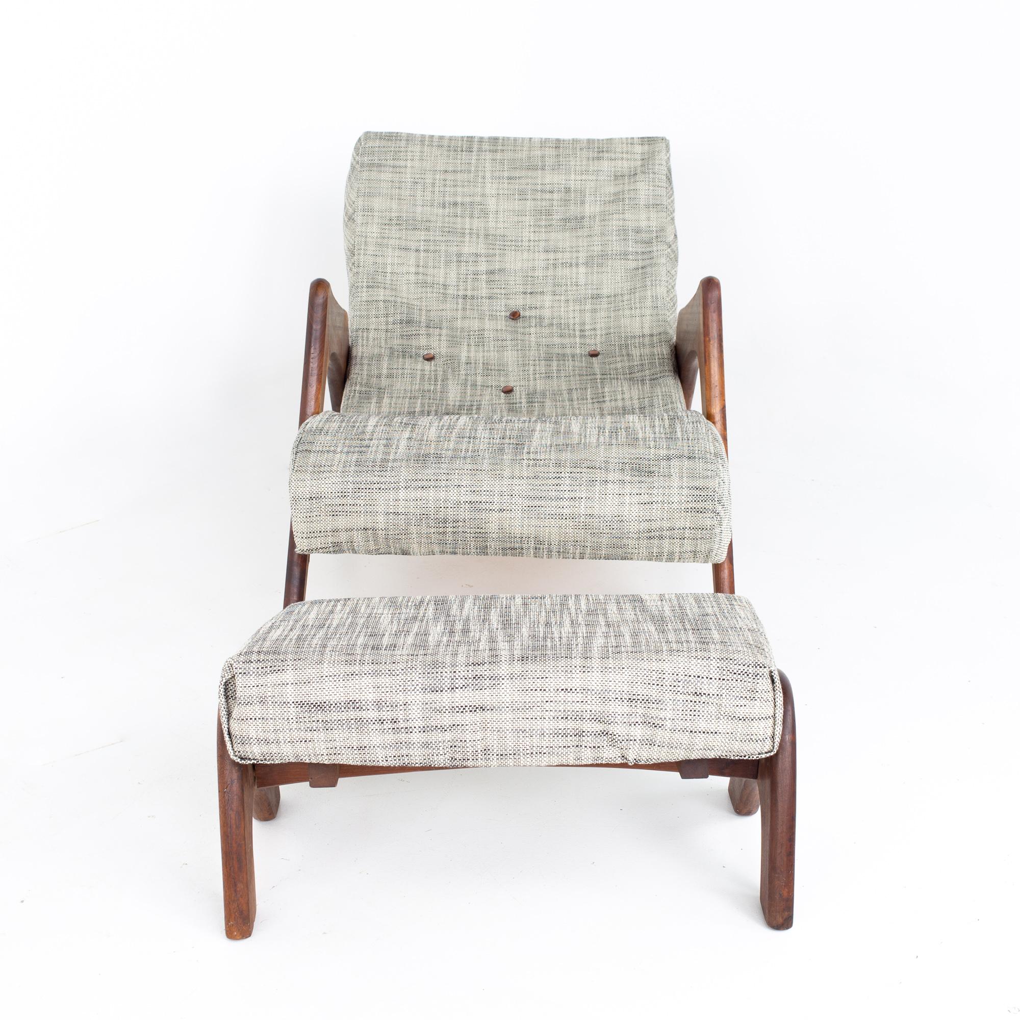 Mid-Century Modern Adrian Pearsall for Craft Associates Mid Century Chaise Lounge Chair and Ottoman