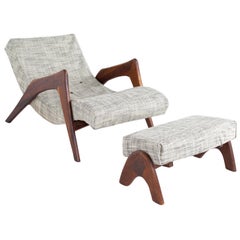 Adrian Pearsall for Craft Associates Mid Century Chaise Lounge Chair and Ottoman