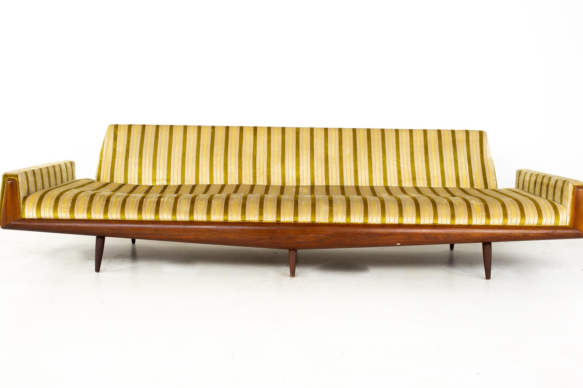 Mid-Century Modern Adrian Pearsall for Craft Associates Mid Century Extra Long Walnut Gondola Sofa