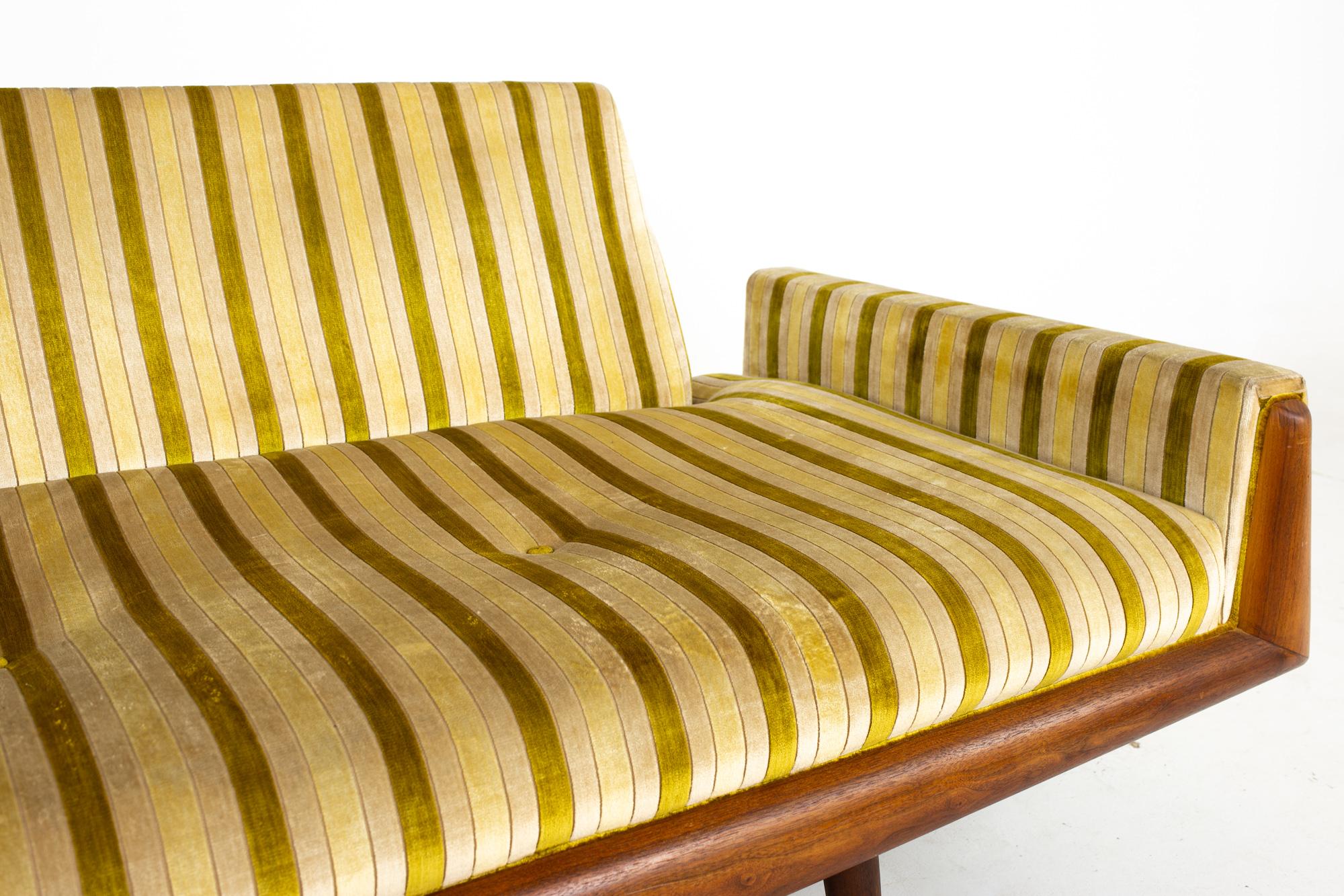 Upholstery Adrian Pearsall for Craft Associates Mid Century Extra Long Walnut Gondola Sofa