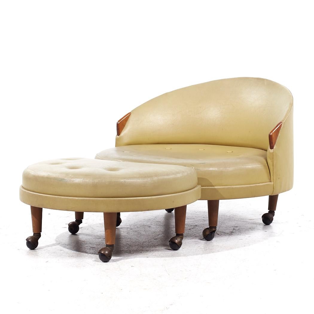 Mid-Century Modern Adrian Pearsall pour Craft Associates, chaise La Havane mi-siècle avec pouf en vente