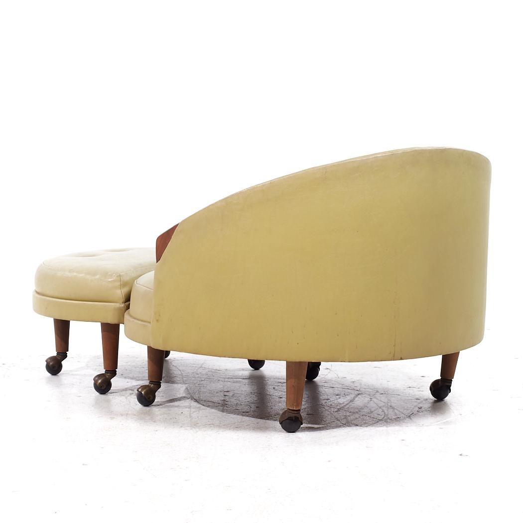 Fin du 20e siècle Adrian Pearsall pour Craft Associates, chaise La Havane mi-siècle avec pouf en vente